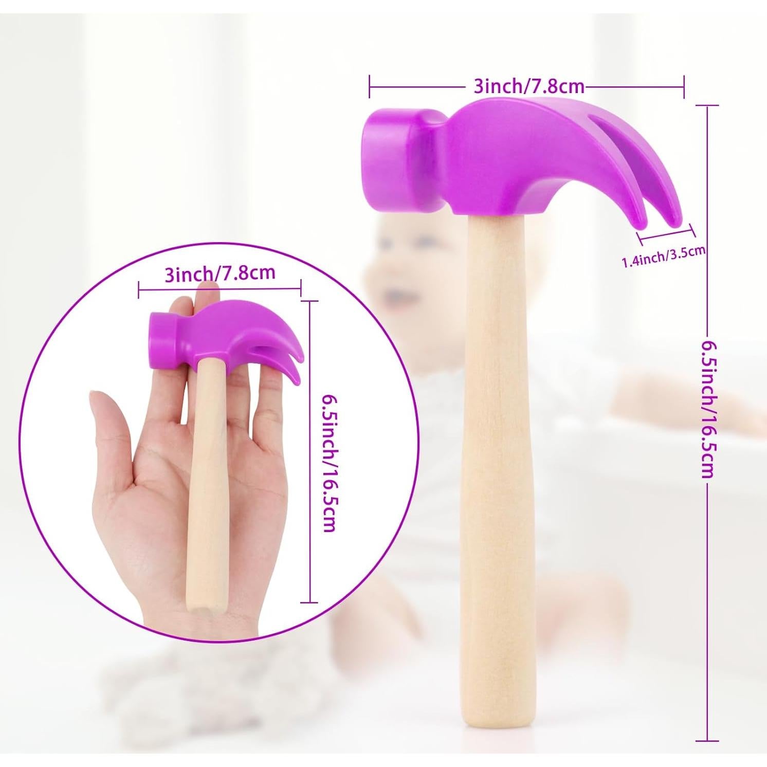 Paquete de 2 Juguetes Martillo de Madera Hxezoc 16.5x7.6cm