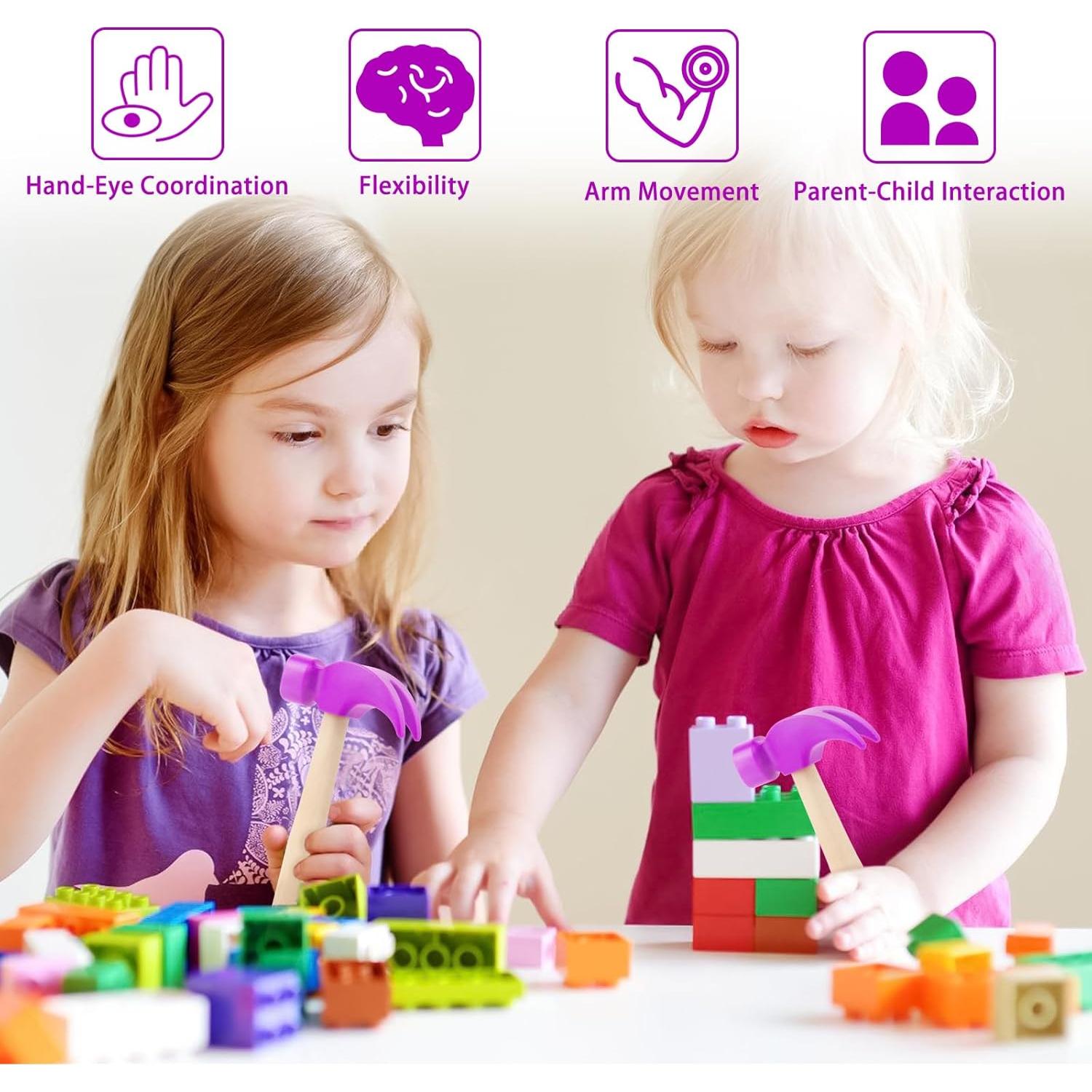 Paquete de 2 Juguetes Martillo de Madera Hxezoc 16.5x7.6cm