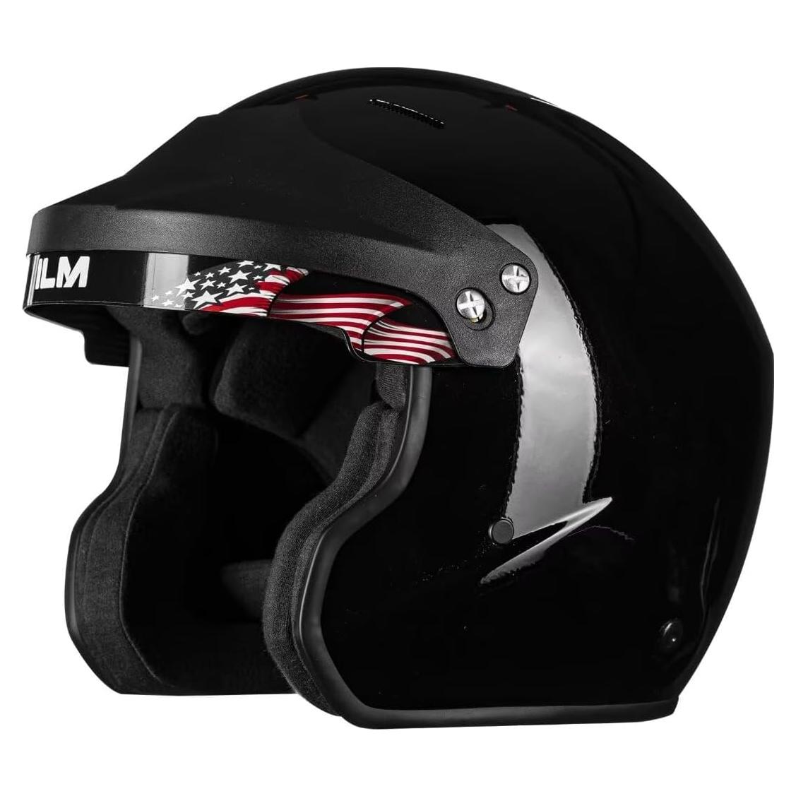 ILM Snell SA2020 Open Face Auto Racing Helmets for Men and Women Model R85 (M, GlossBlack)
