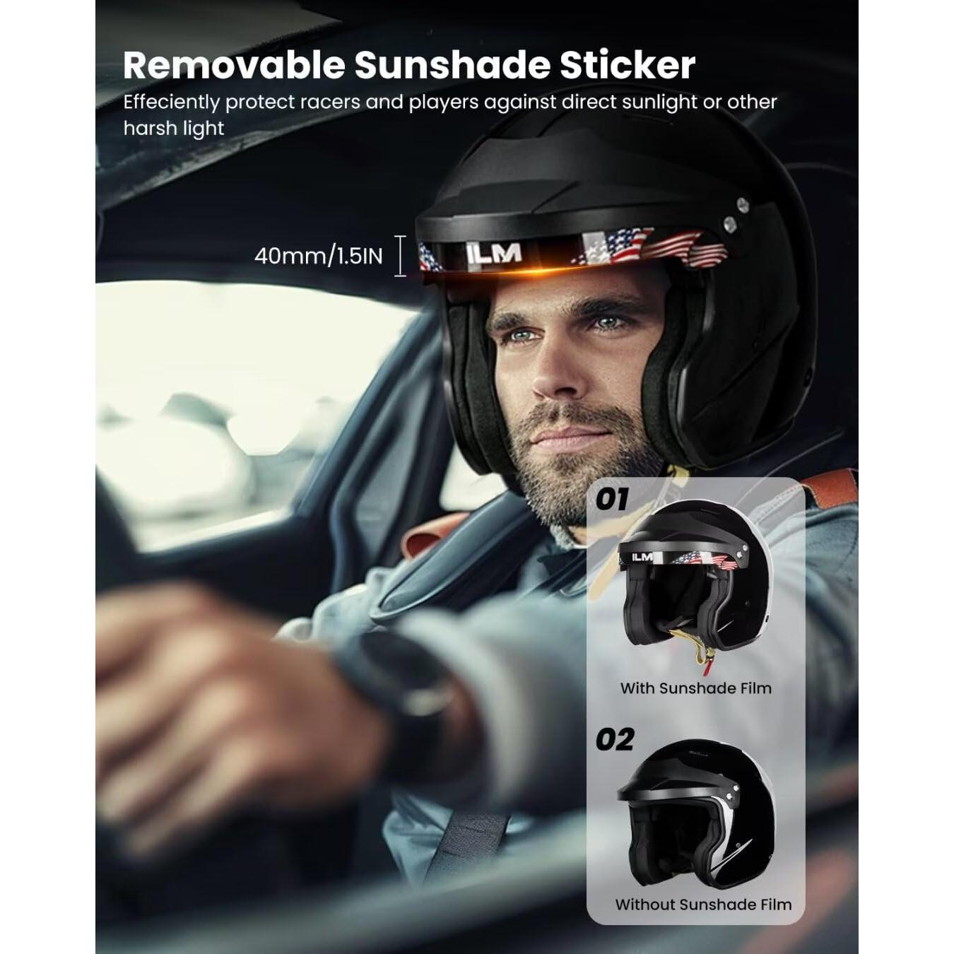 ILM Snell SA2020 Open Face Auto Racing Helmets for Men and Women Model R85 (M, GlossBlack)