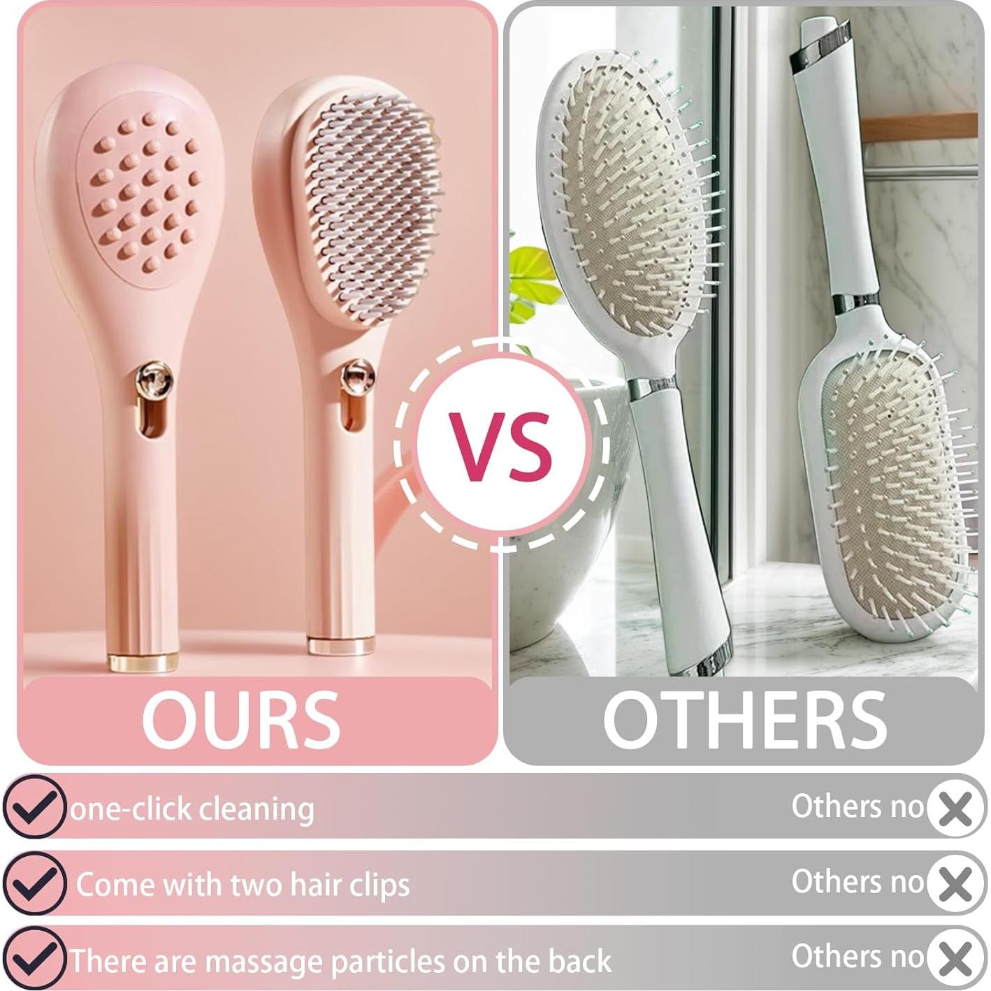 Cepillo de Pelo Autolimpiante JIANGLAI Beige Telescópico