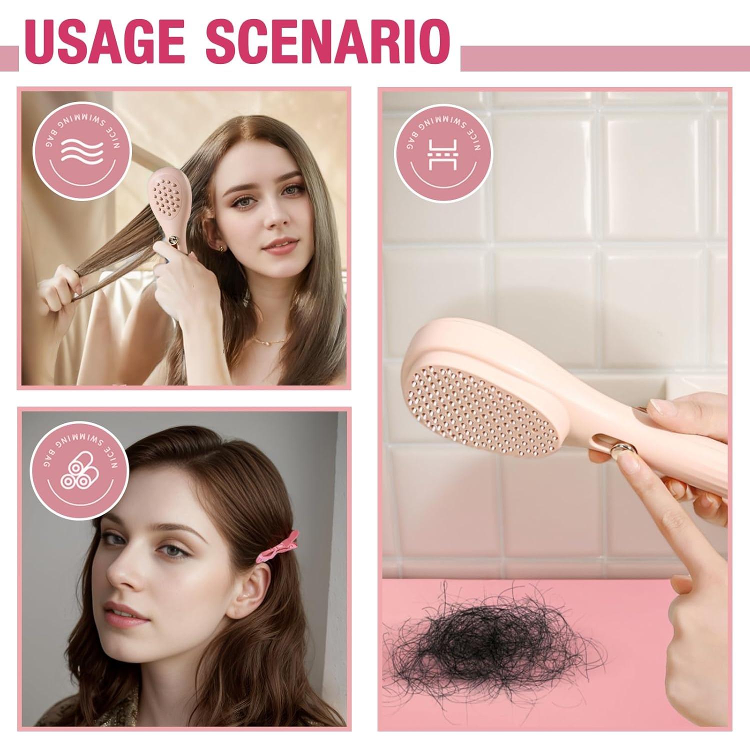 Cepillo de Pelo Autolimpiante JIANGLAI Beige Telescópico