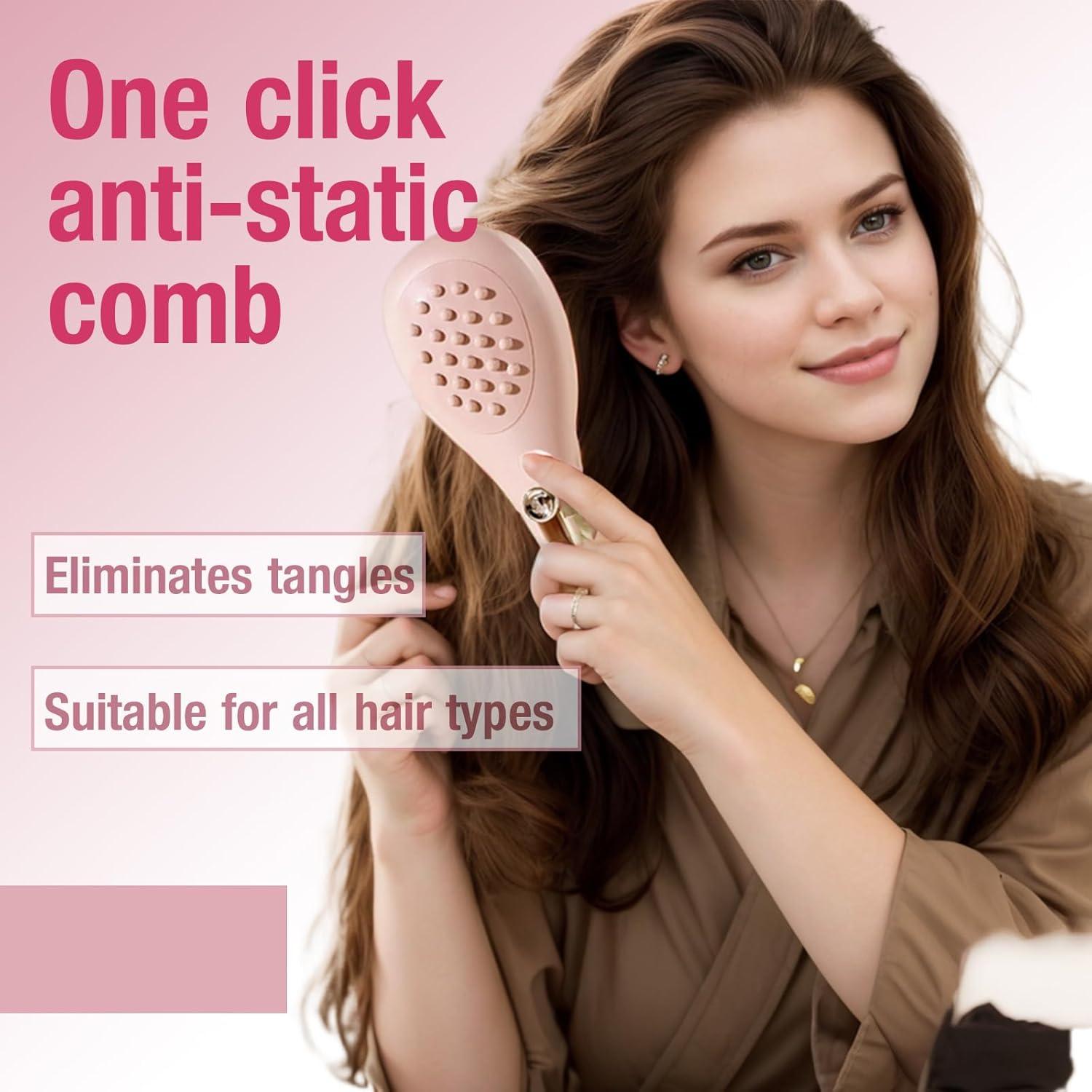 Cepillo de Pelo Autolimpiante JIANGLAI Beige Telescópico