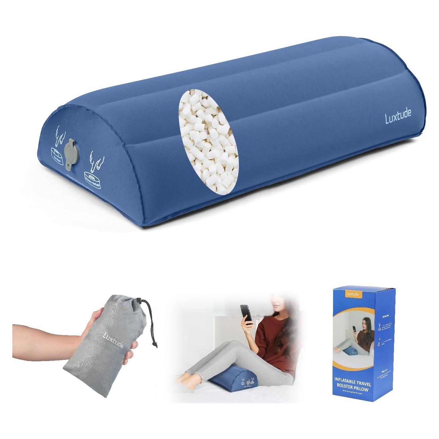 Almohada Inflable Luxtude Media Luna Soporte Rodillas 51x20.8cm