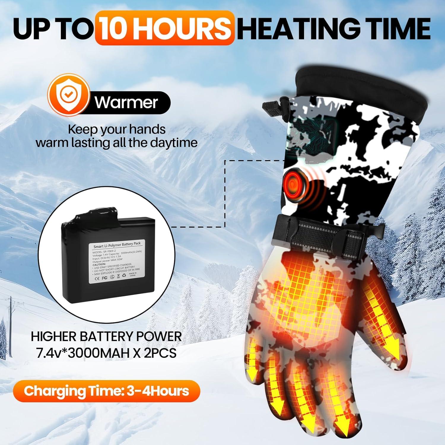 Guantes Calentados MADETEC Unisex 7.4V Impermeables Camuflaje