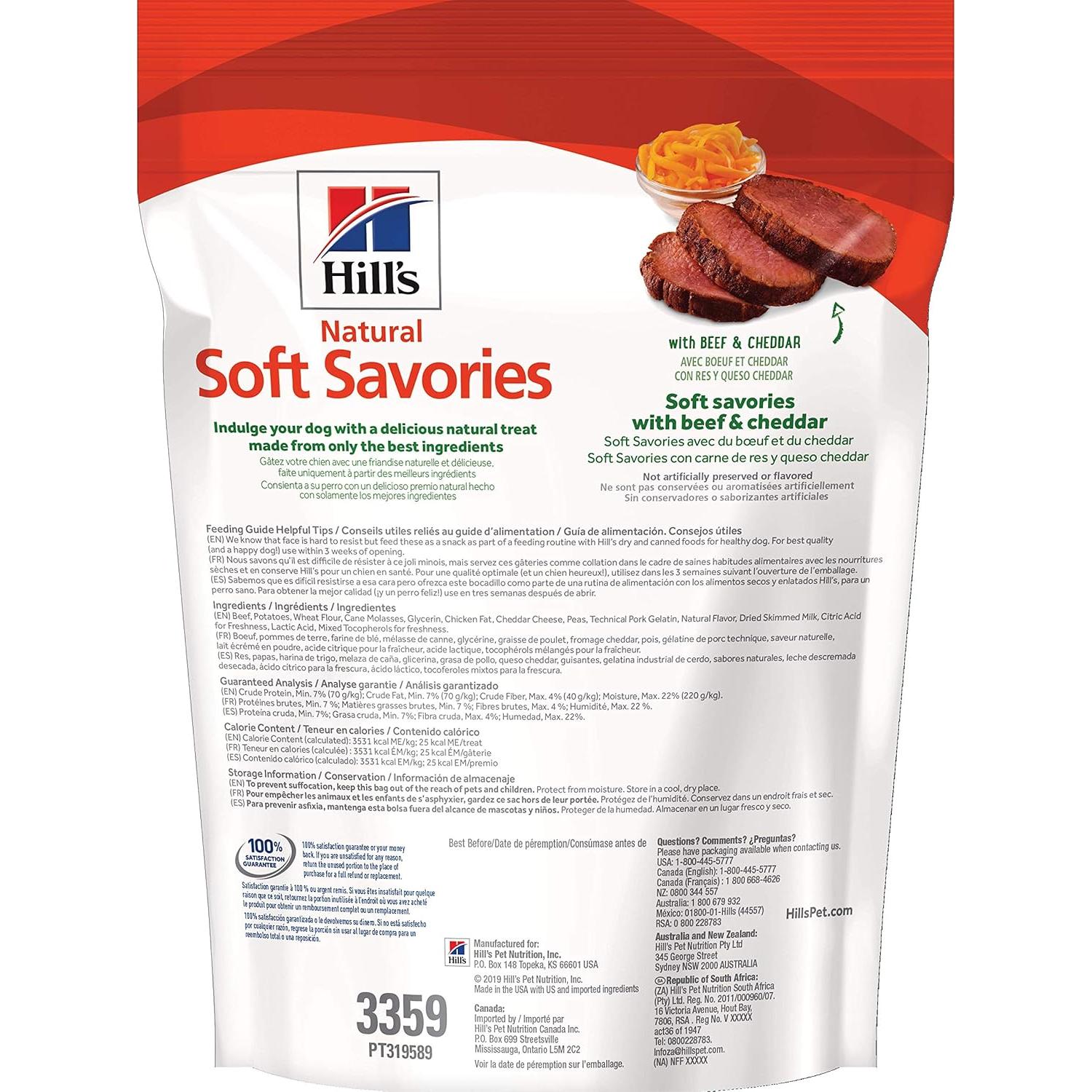 Golosinas para Perros Hill's Natural Soft Savories 226.8g Carne de Res y Cheddar