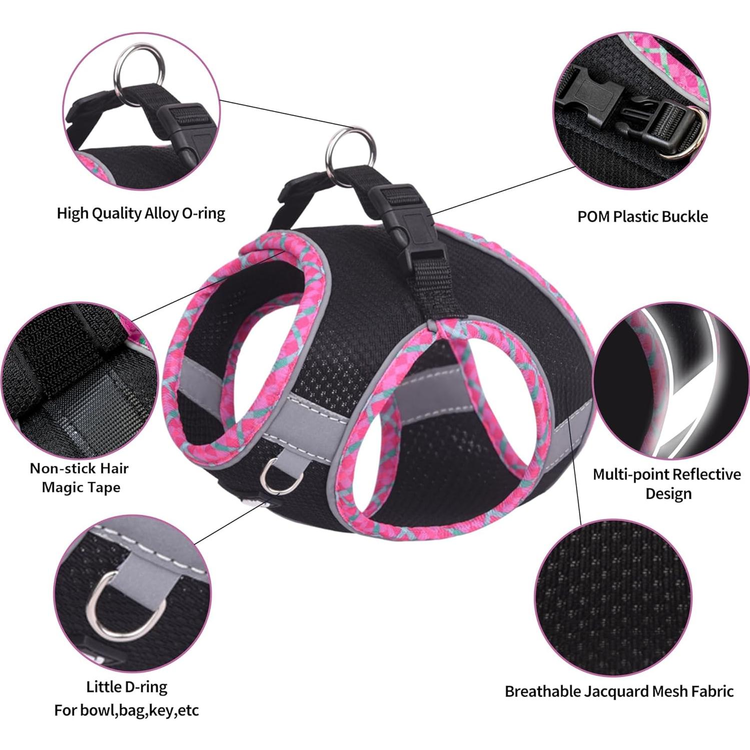 Arnés para Perro Pequeño AIITLE - Chaleco Reflectante Negro XXXS