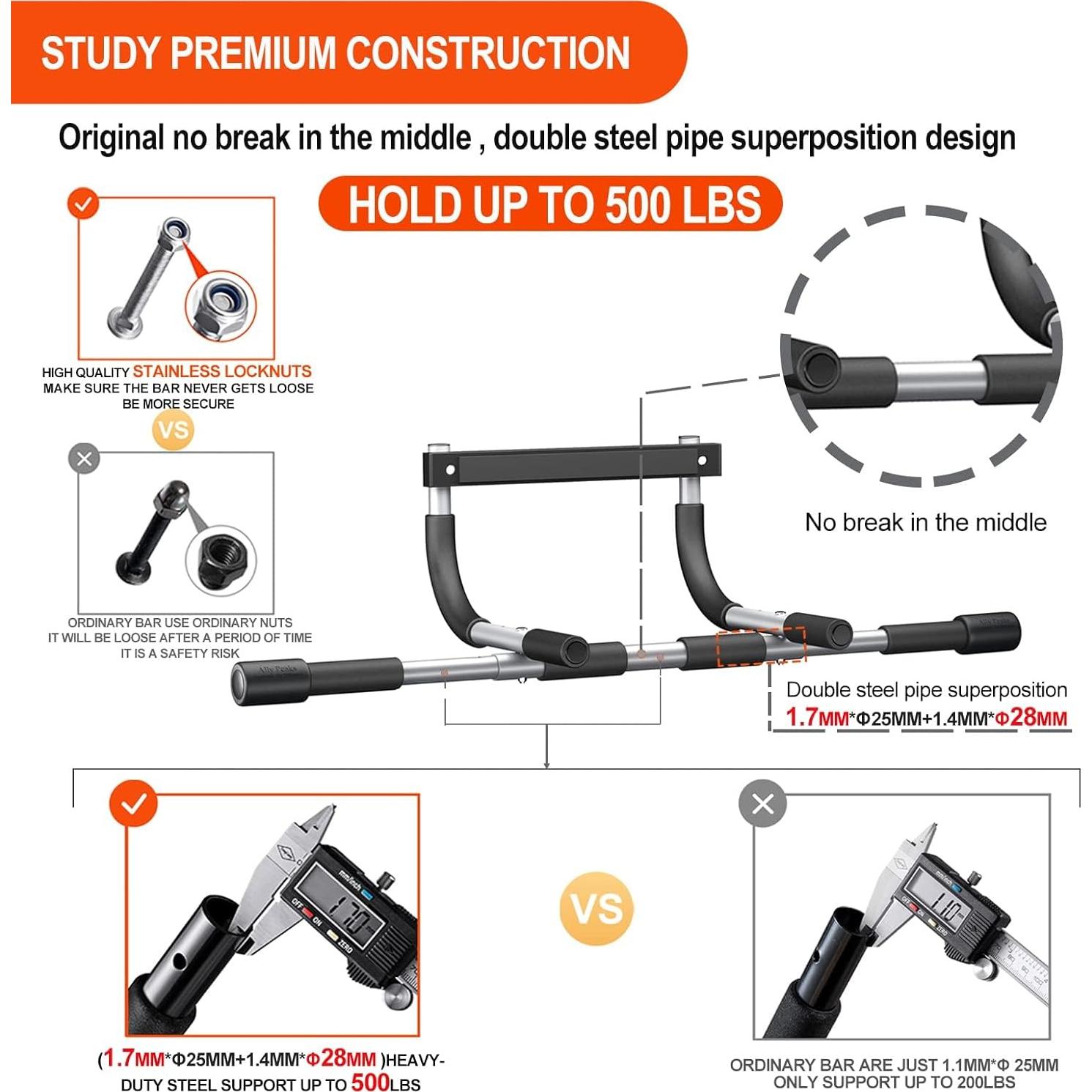 Barra de Dominadas Ajustable Ally Peaks para Puerta 55-100 cm
