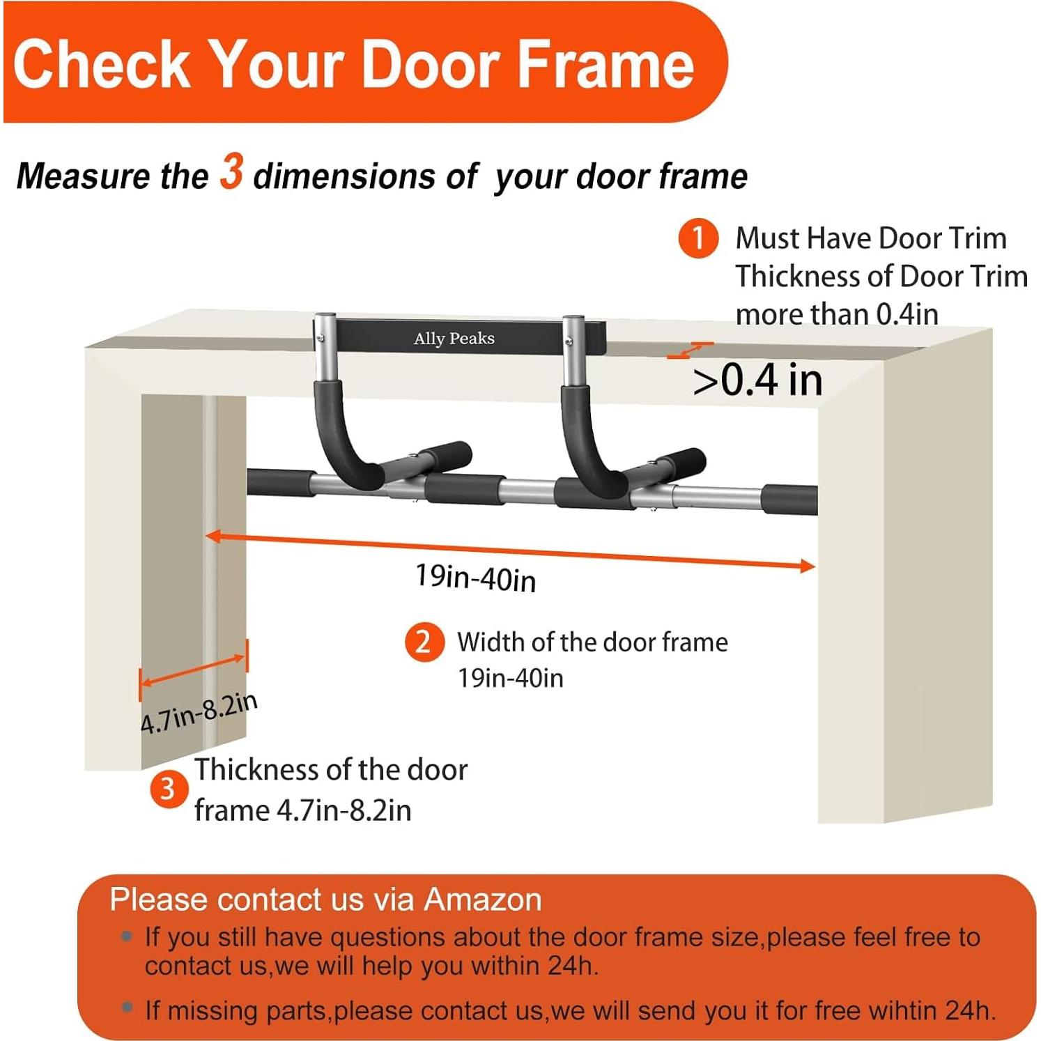 Barra de Dominadas Ajustable Ally Peaks para Puerta 55-100 cm