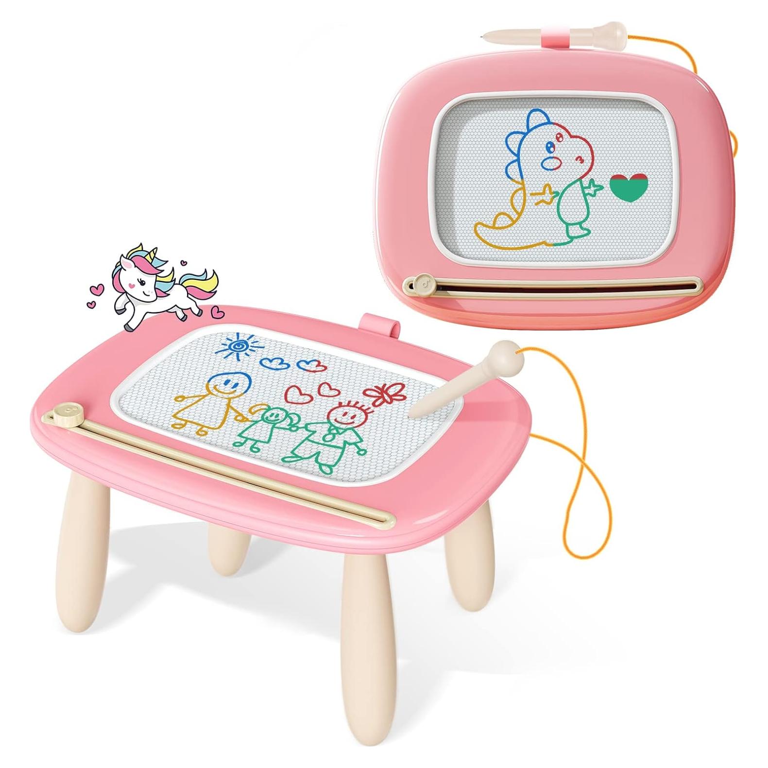 Pizarra Magnética Kikidex Rosa Suave para Niños 1-3 Años