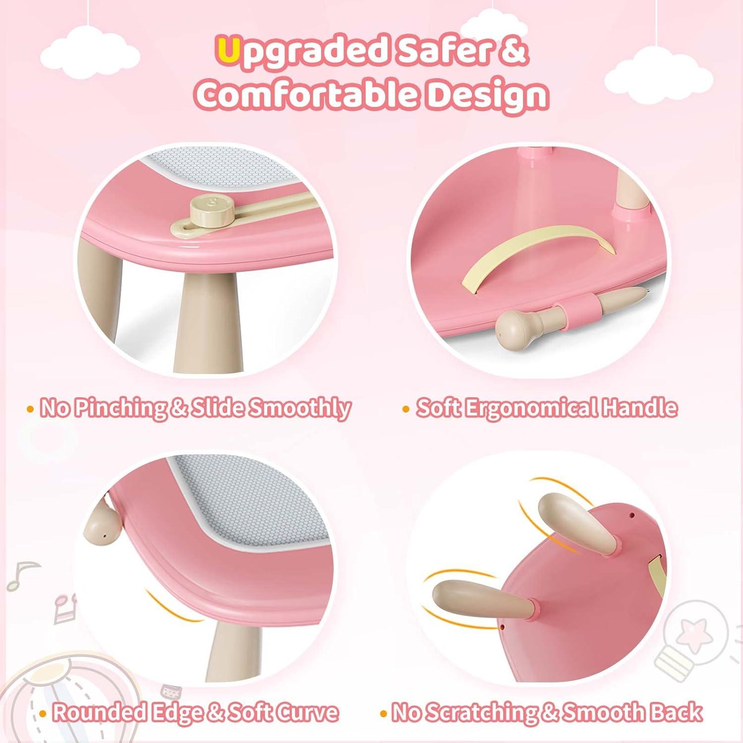 Pizarra Magnética Kikidex Rosa Suave para Niños 1-3 Años