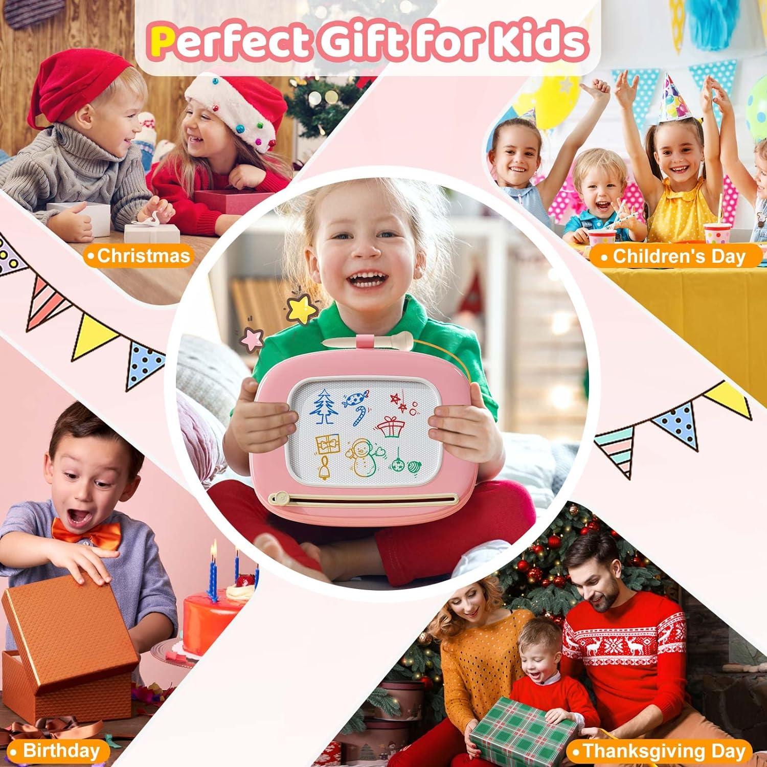 Pizarra Magnética Kikidex Rosa Suave para Niños 1-3 Años