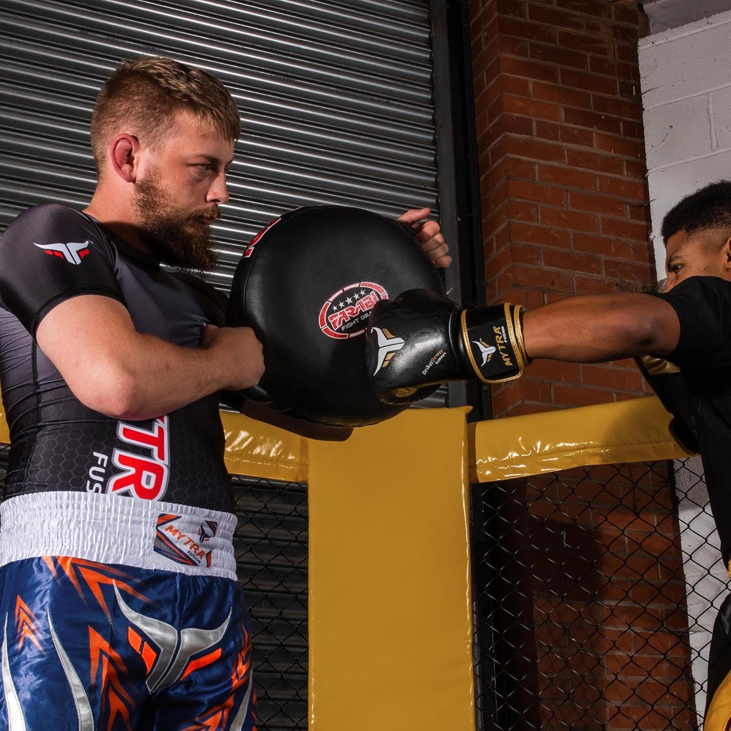 Pad de Boxeo Redondo Farabi Sports 100% Cuero Negro