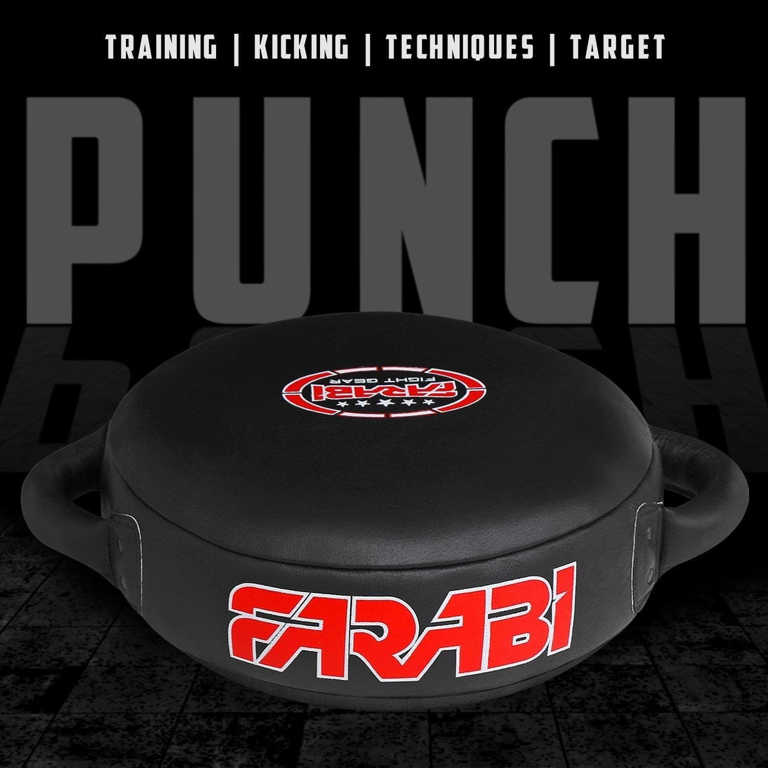 Pad de Boxeo Redondo Farabi Sports 100% Cuero Negro