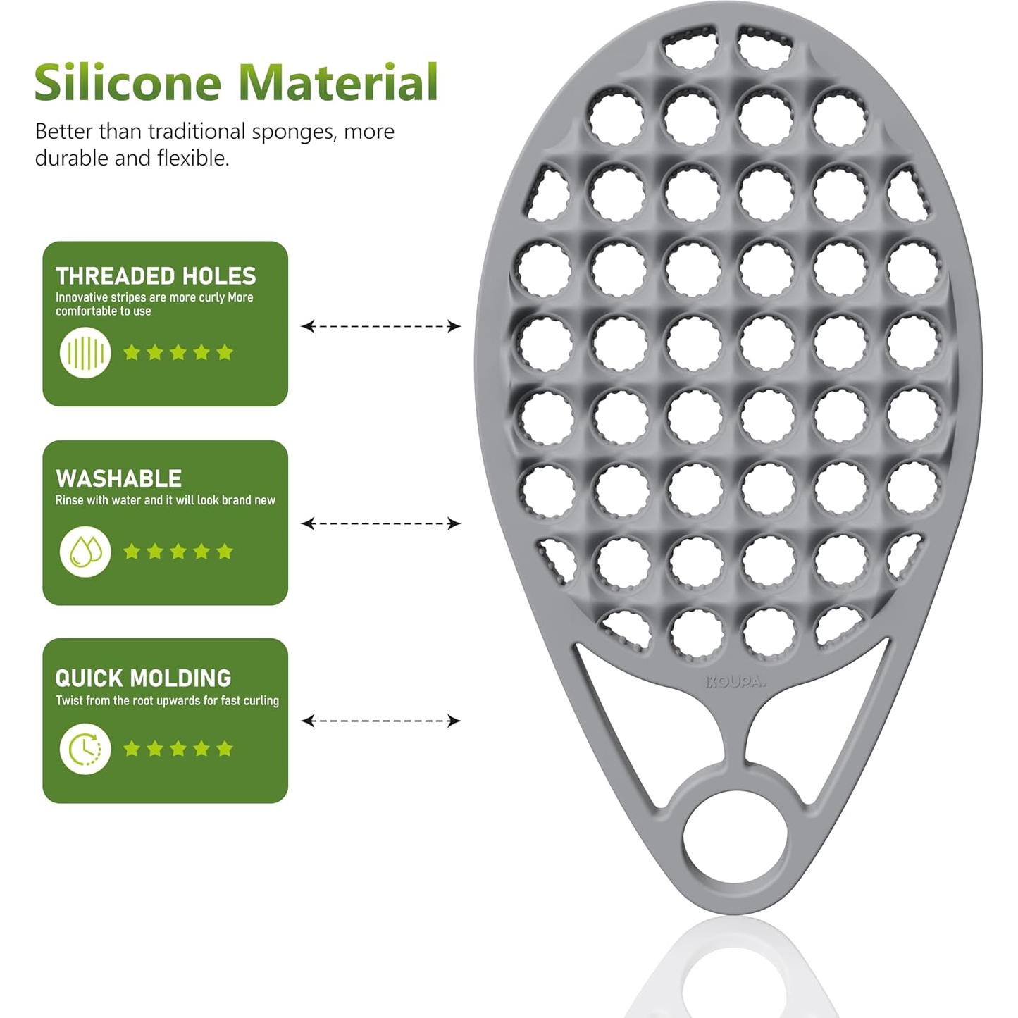 Cepillo Rizado de Silicona KOUPA 2 Piezas Color Gris