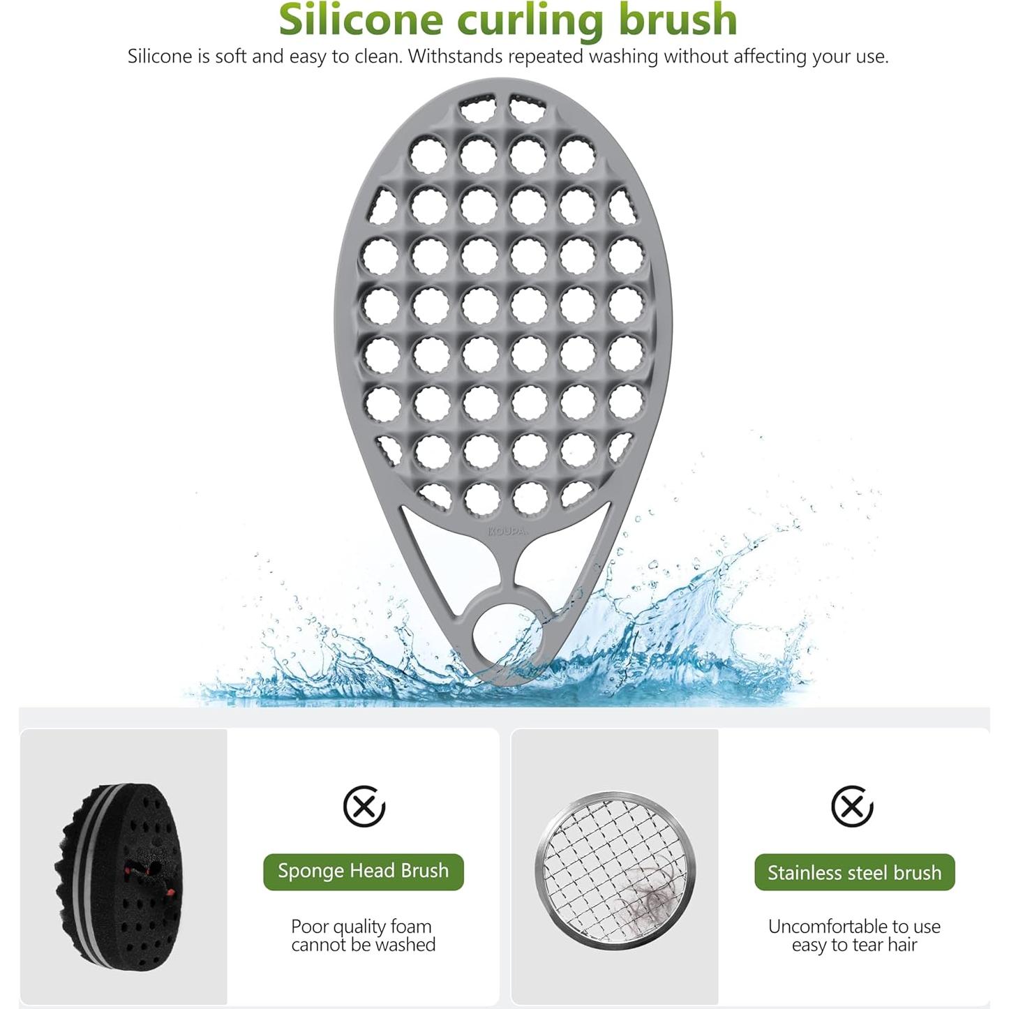Cepillo Rizado de Silicona KOUPA 2 Piezas Color Gris