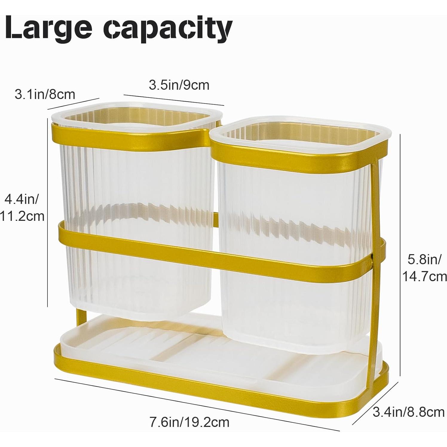 Soporte de Cepillos de Dientes Dorado VACONICO 2 Tazas Montado