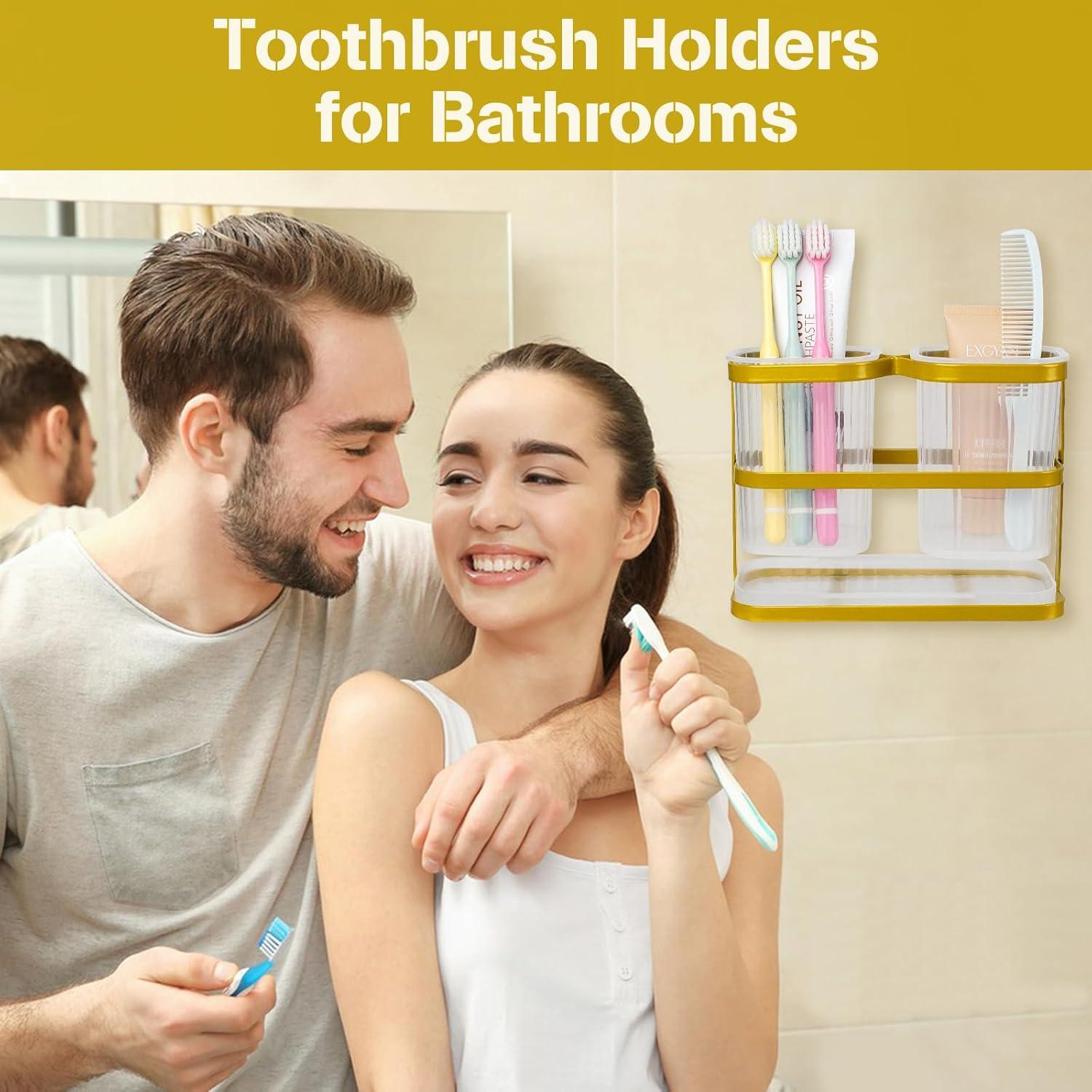 Soporte de Cepillos de Dientes Dorado VACONICO 2 Tazas Montado