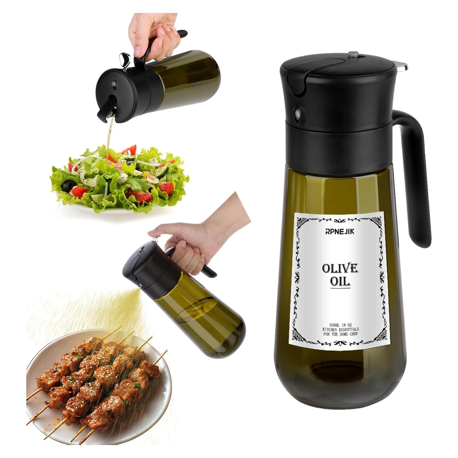 Botella dispensadora de aceite RPNEJIK 2 en 1 vidrio 0.5L verde