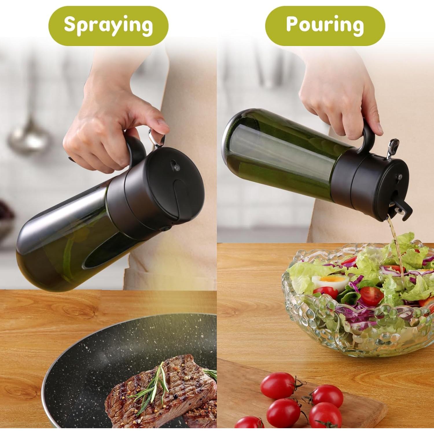 Botella dispensadora de aceite RPNEJIK 2 en 1 vidrio 0.5L verde