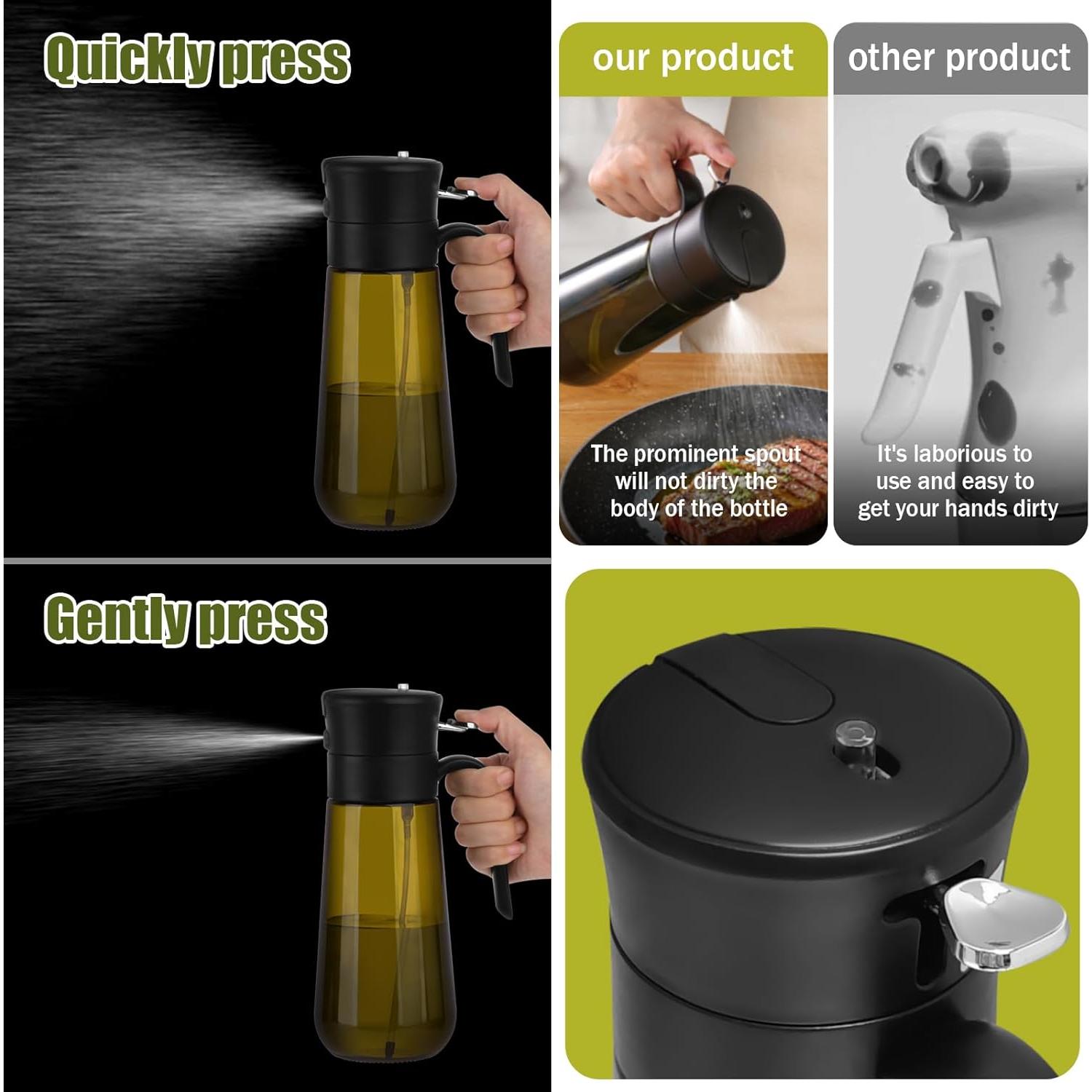 Botella dispensadora de aceite RPNEJIK 2 en 1 vidrio 0.5L verde