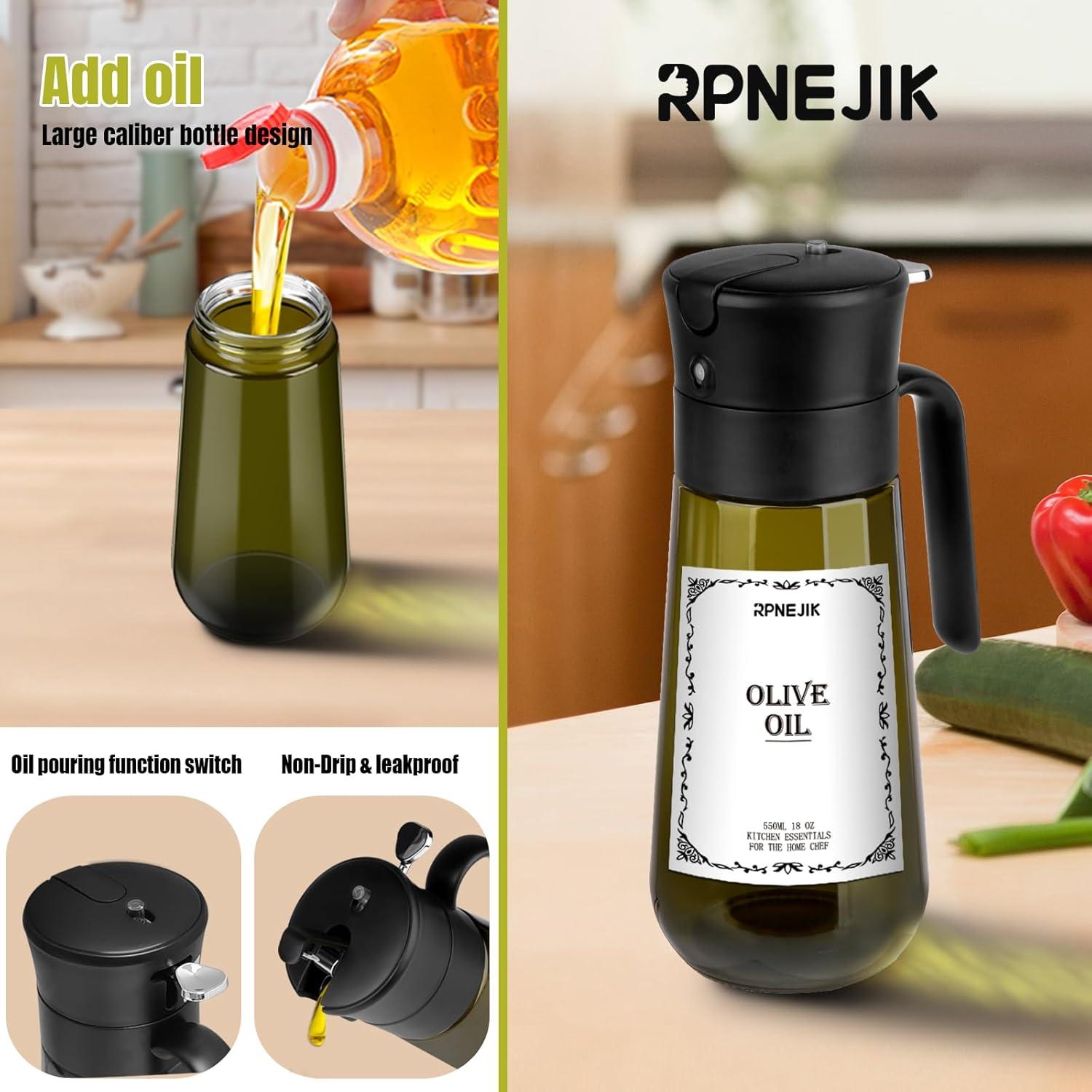 Botella dispensadora de aceite RPNEJIK 2 en 1 vidrio 0.5L verde
