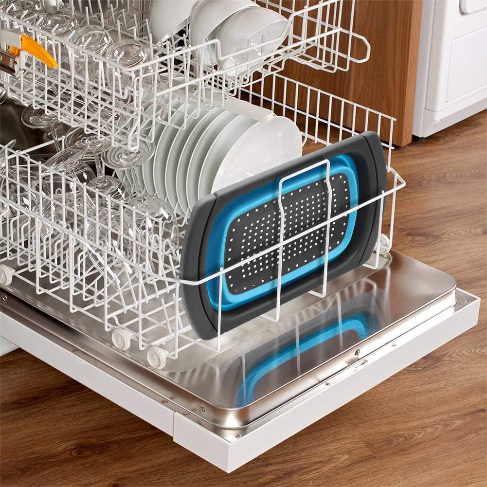 Colador Plegable QiMH 5.68L Silicona Antideslizante Azul