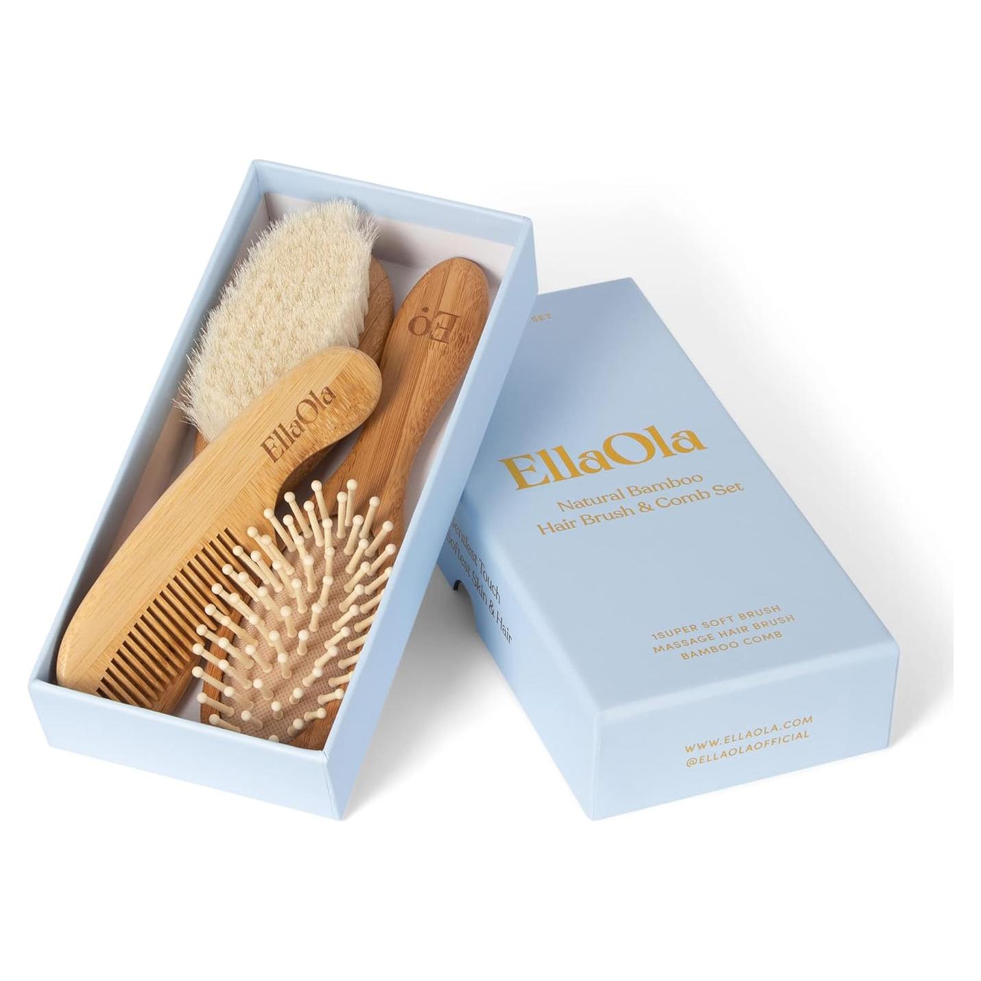 Juego de Cepillo y Peine de Bambú Natural - 3 Piezas