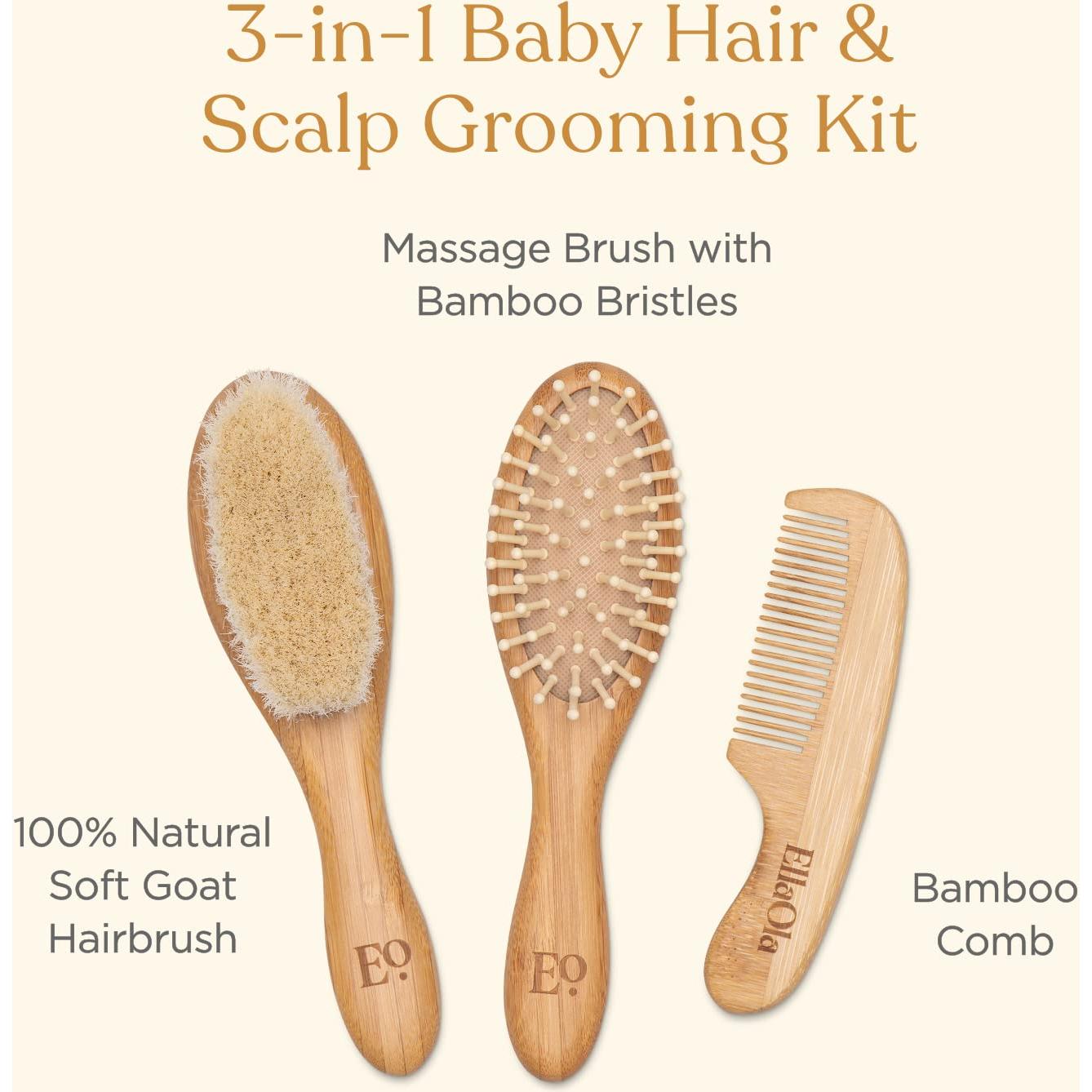 Juego de Cepillo y Peine de Bambú Natural - 3 Piezas
