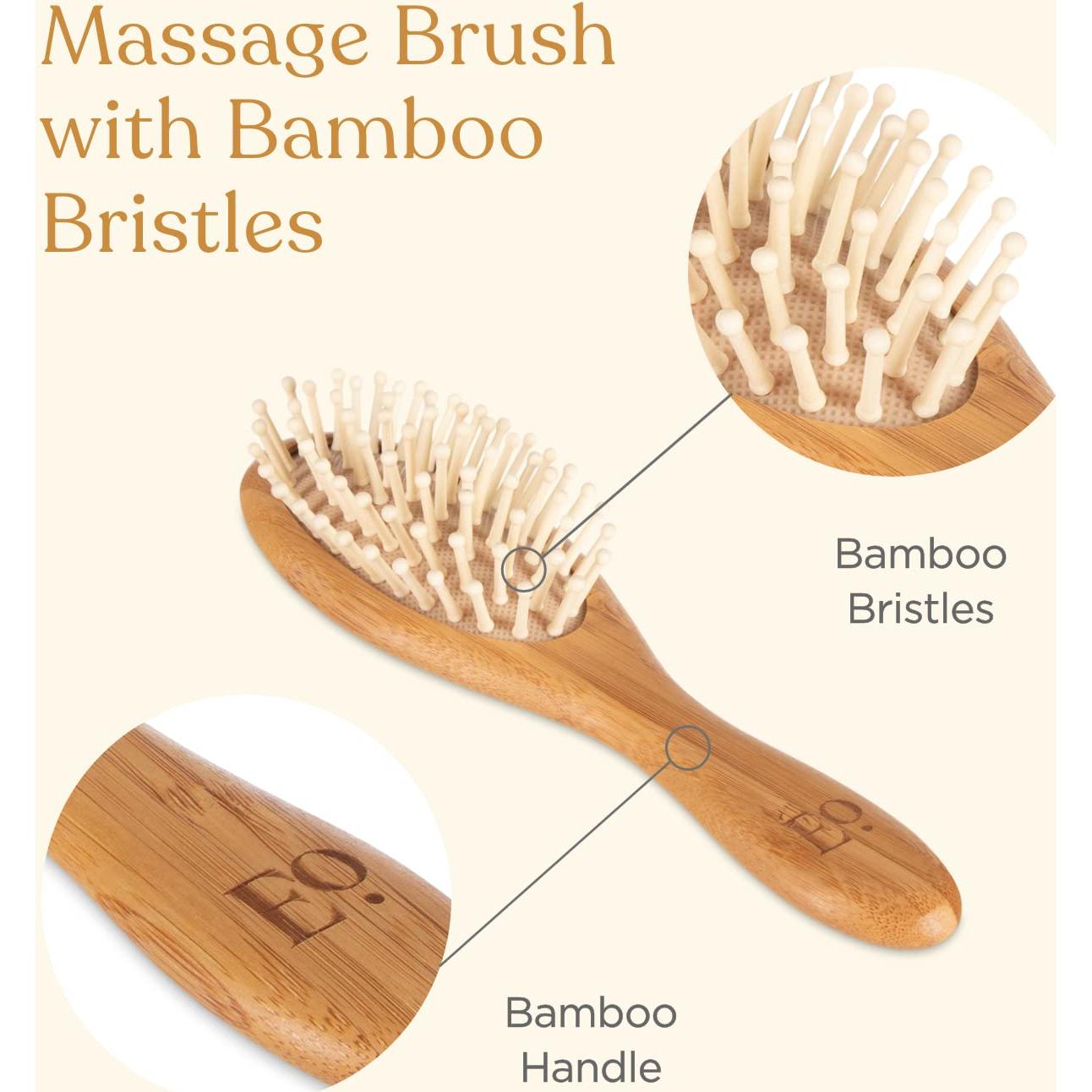 Juego de Cepillo y Peine de Bambú Natural - 3 Piezas