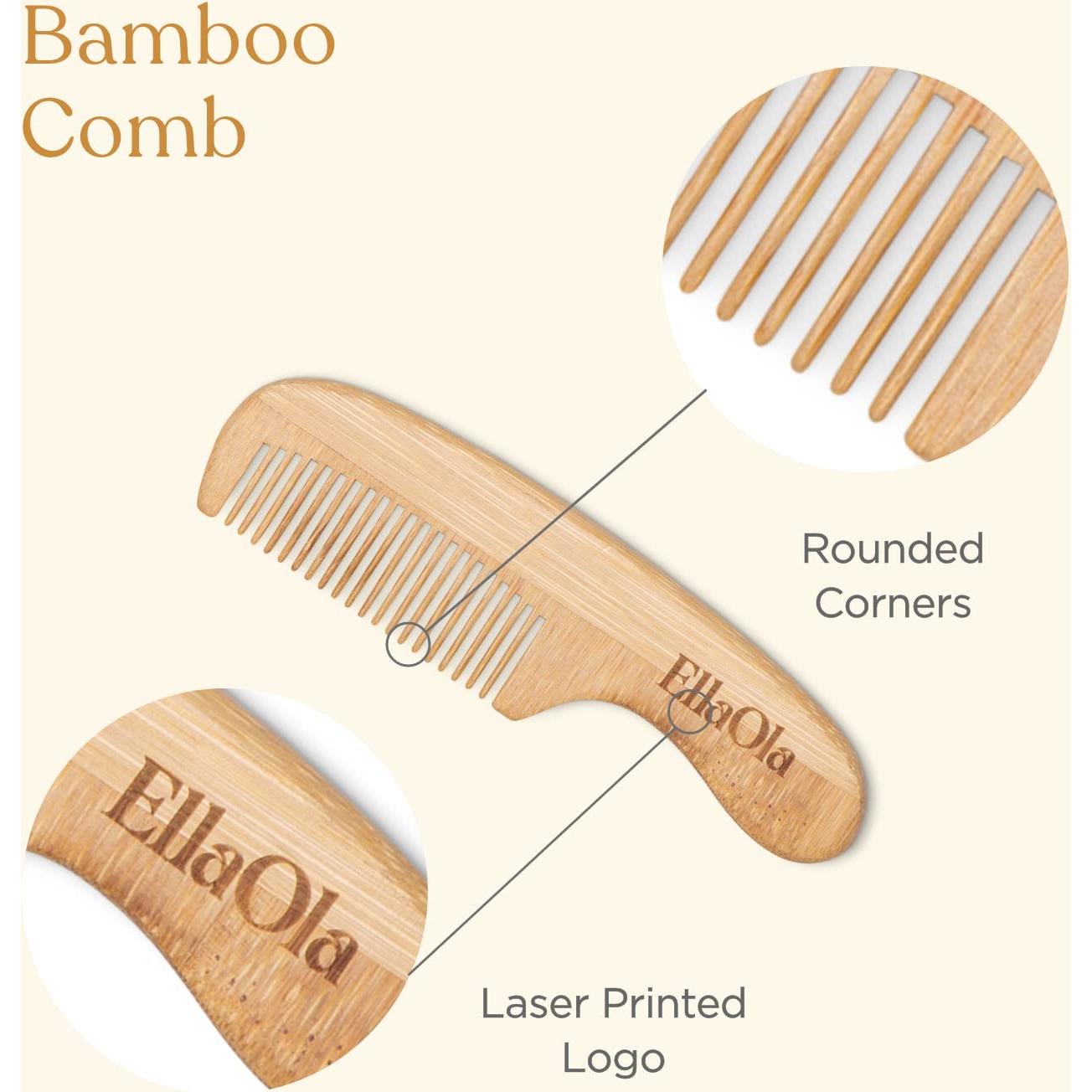 Juego de Cepillo y Peine de Bambú Natural - 3 Piezas
