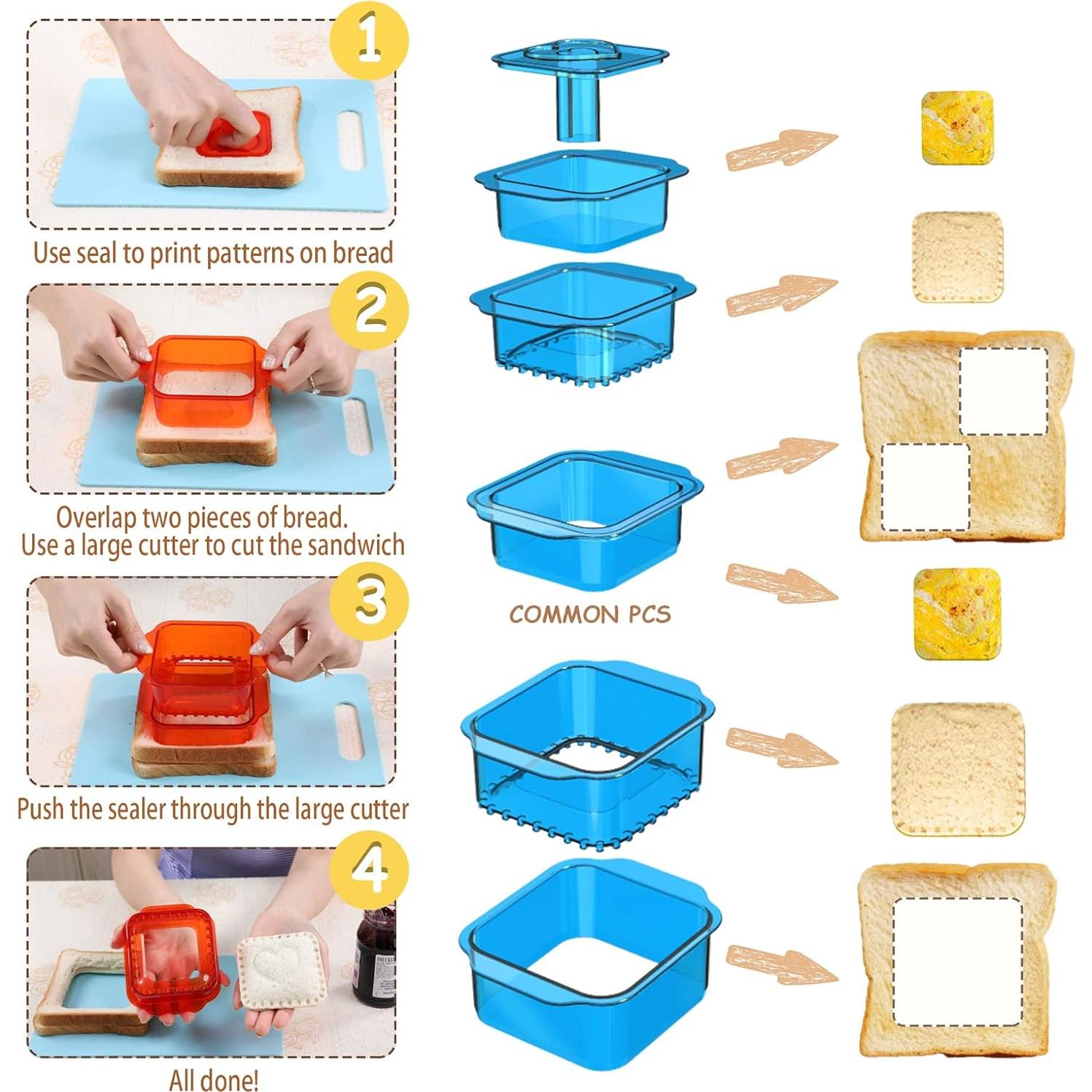Cortador y Sellador de Sándwich Moloudan 6 Pzs Azul
