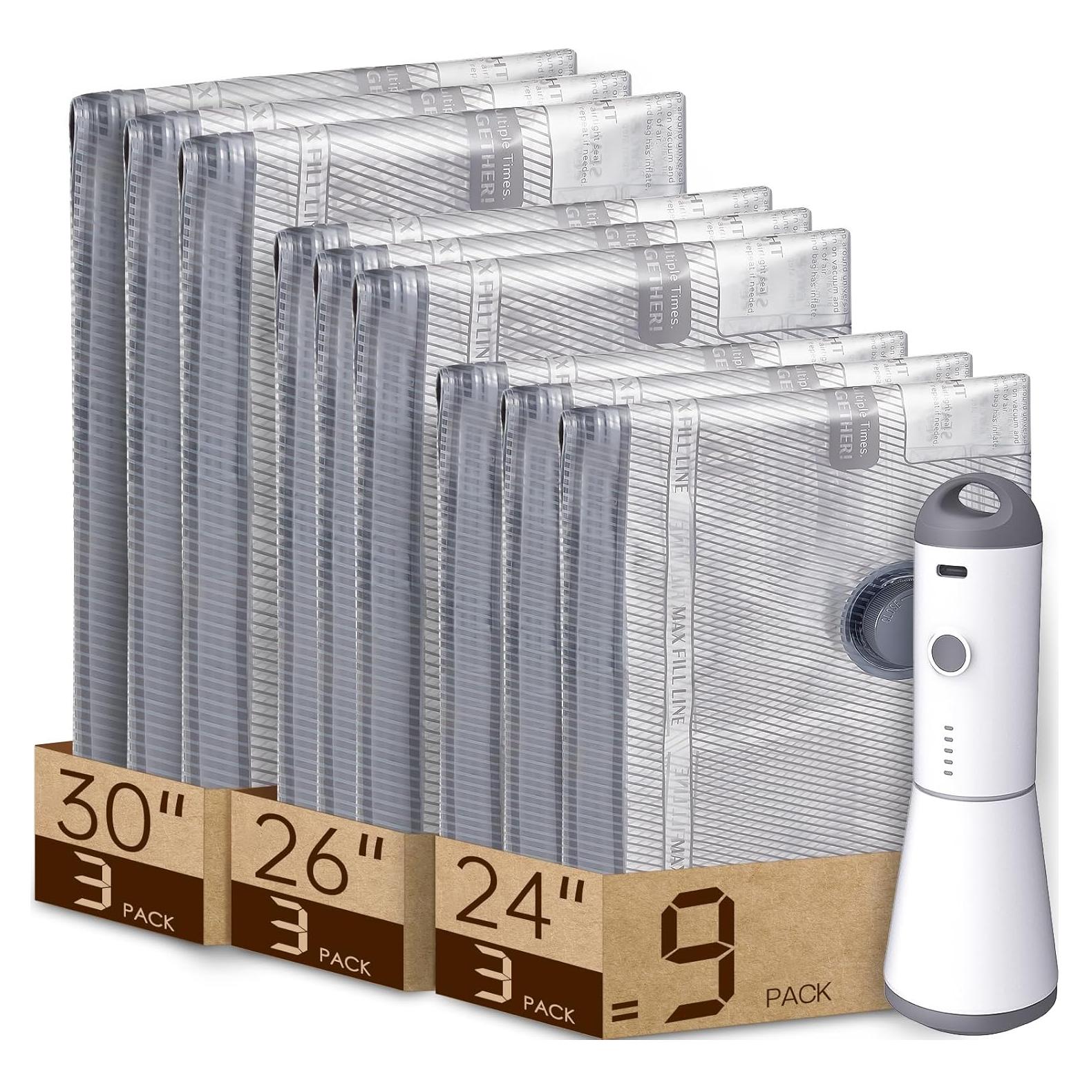 9 Bolsas de Vacío Recargables Vacbird para Viaje 40x60cm