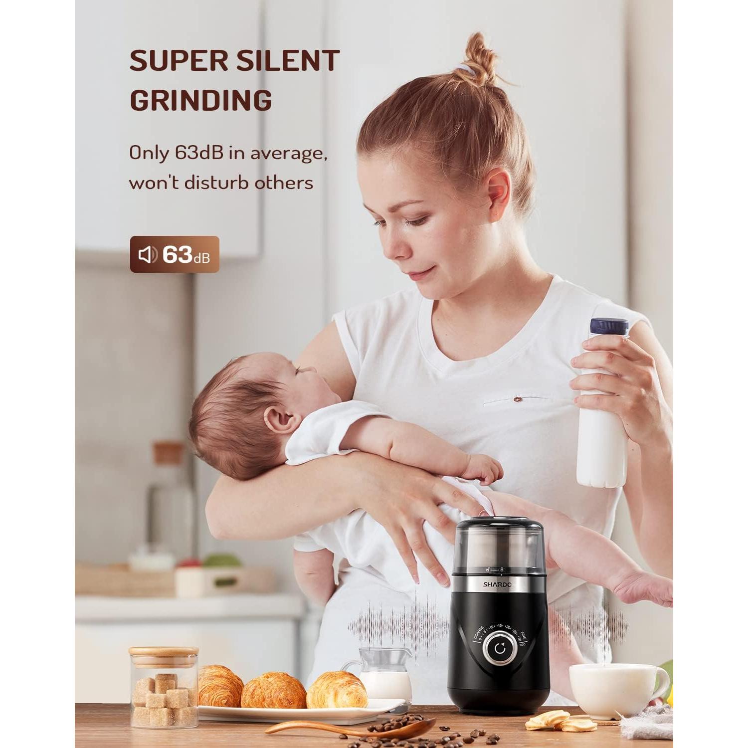 Molino de café eléctrico SHARDOR CG638B, 70.87g, negro