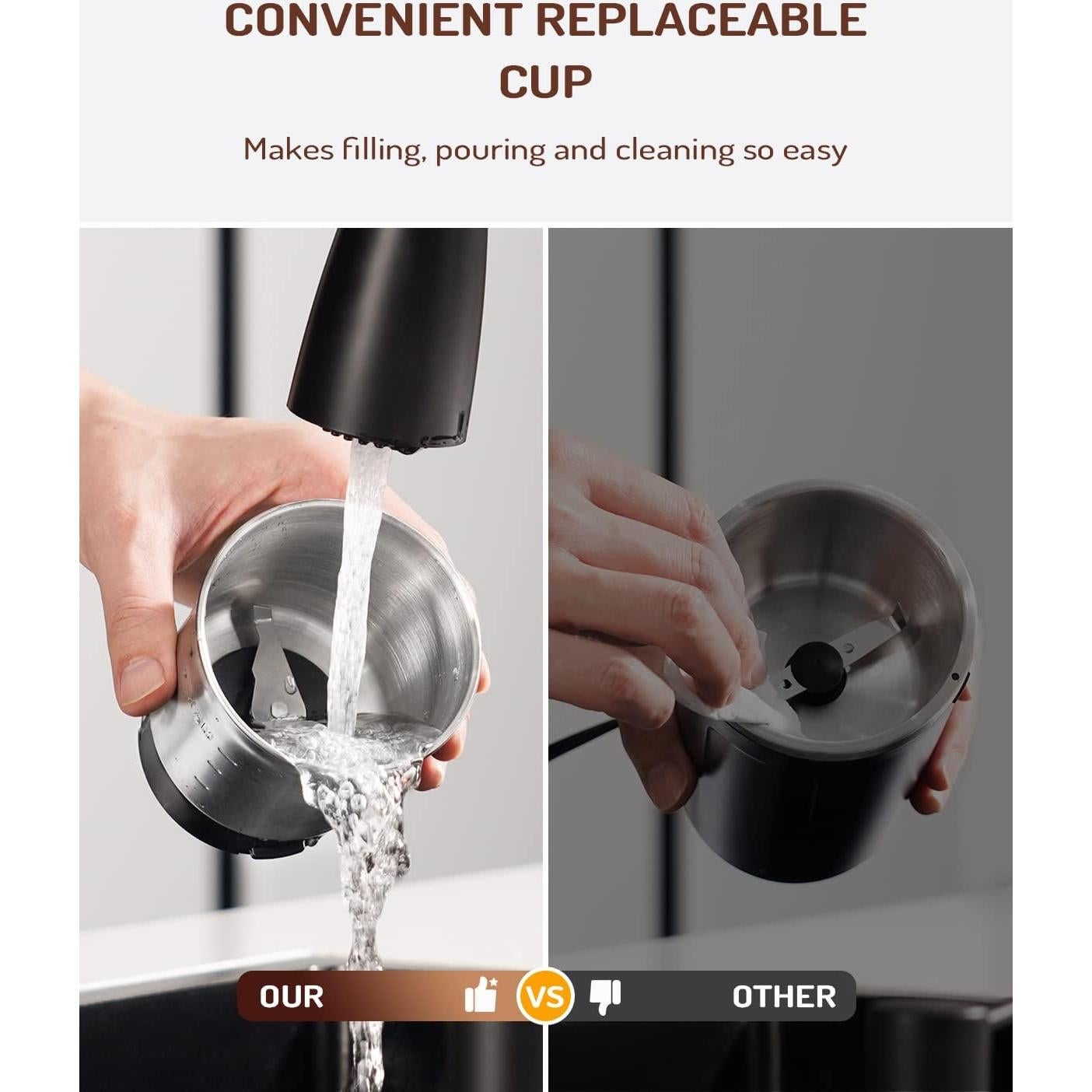 Molino de café eléctrico SHARDOR CG638B, 70.87g, negro