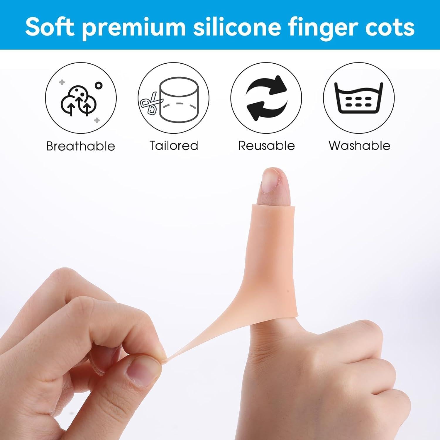 10 Fundas de Dedo de Silicona Salbsever Color Piel 2x5cm