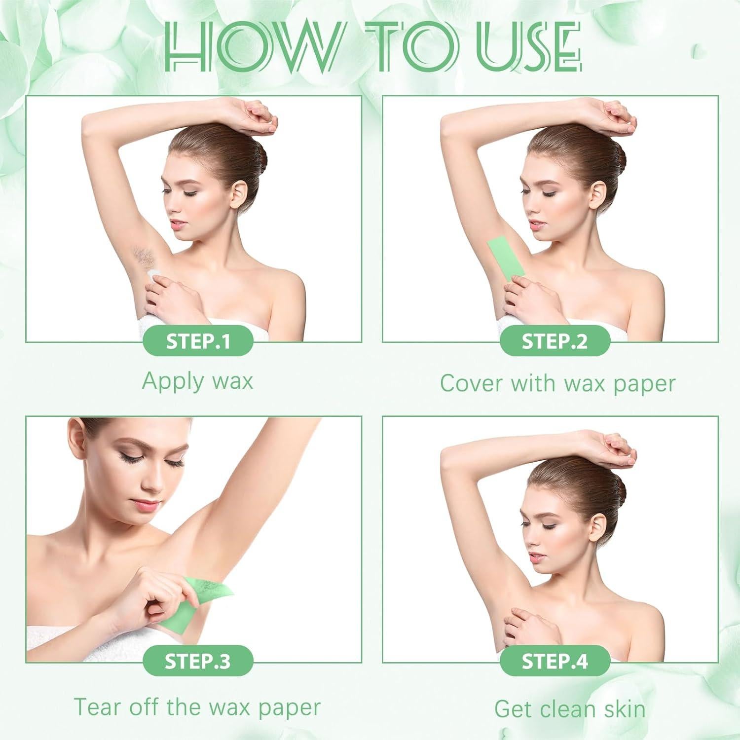 Kit de Depilación con Tiras de Cera Yaomiao 250 Piezas Verde