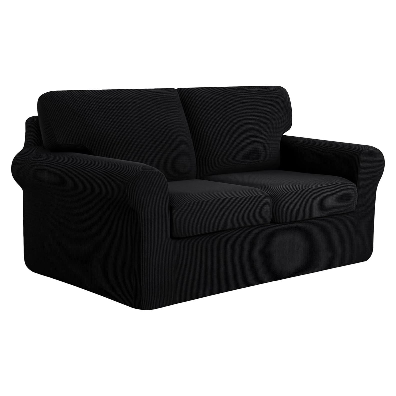 Juego de Fundas de Sofá Elásticas SUBRTEX 5 Piezas Mediano Negro