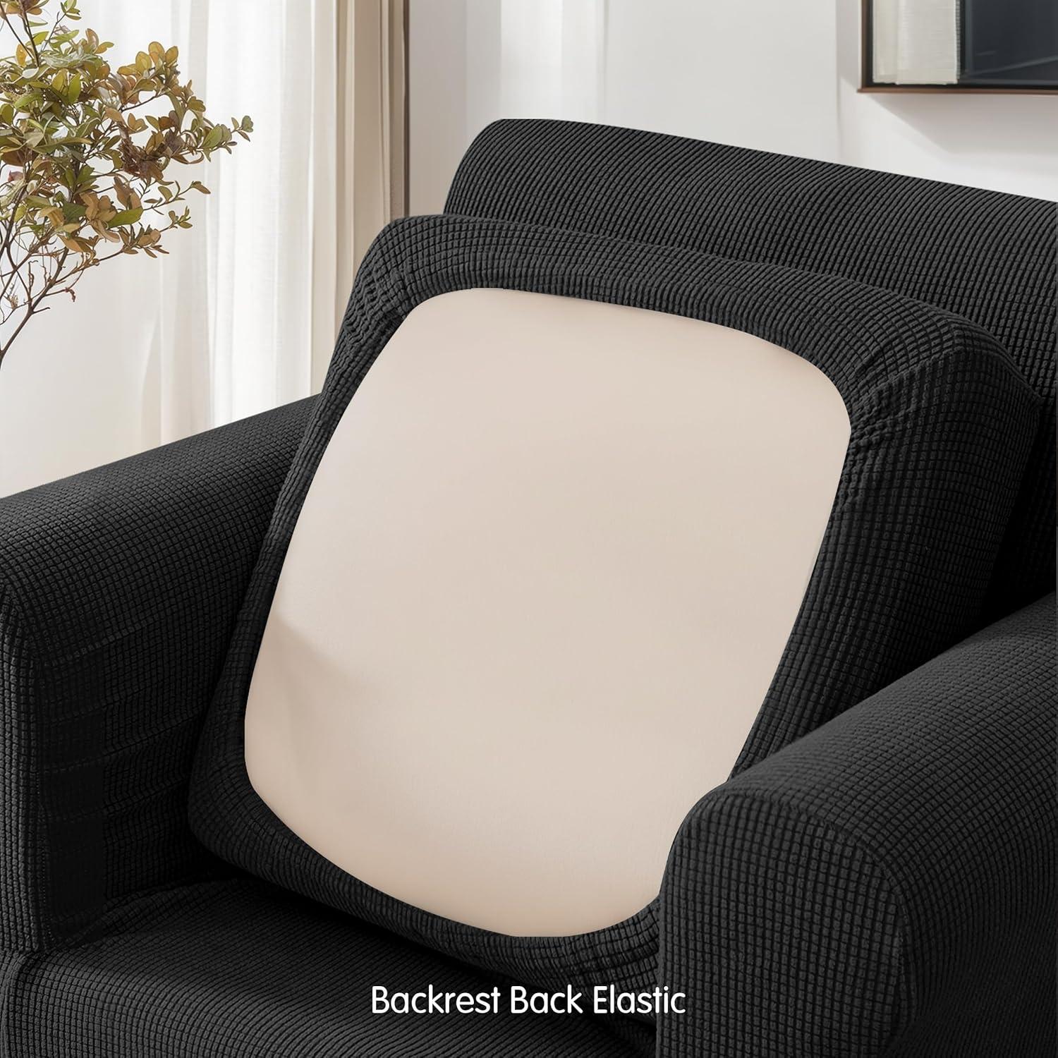 Juego de Fundas de Sofá Elásticas SUBRTEX 5 Piezas Mediano Negro