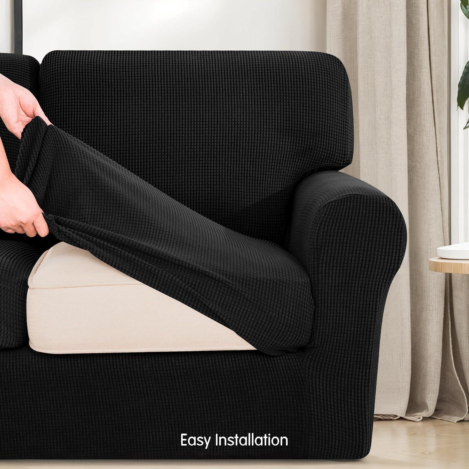 Juego de Fundas de Sofá Elásticas SUBRTEX 5 Piezas Mediano Negro