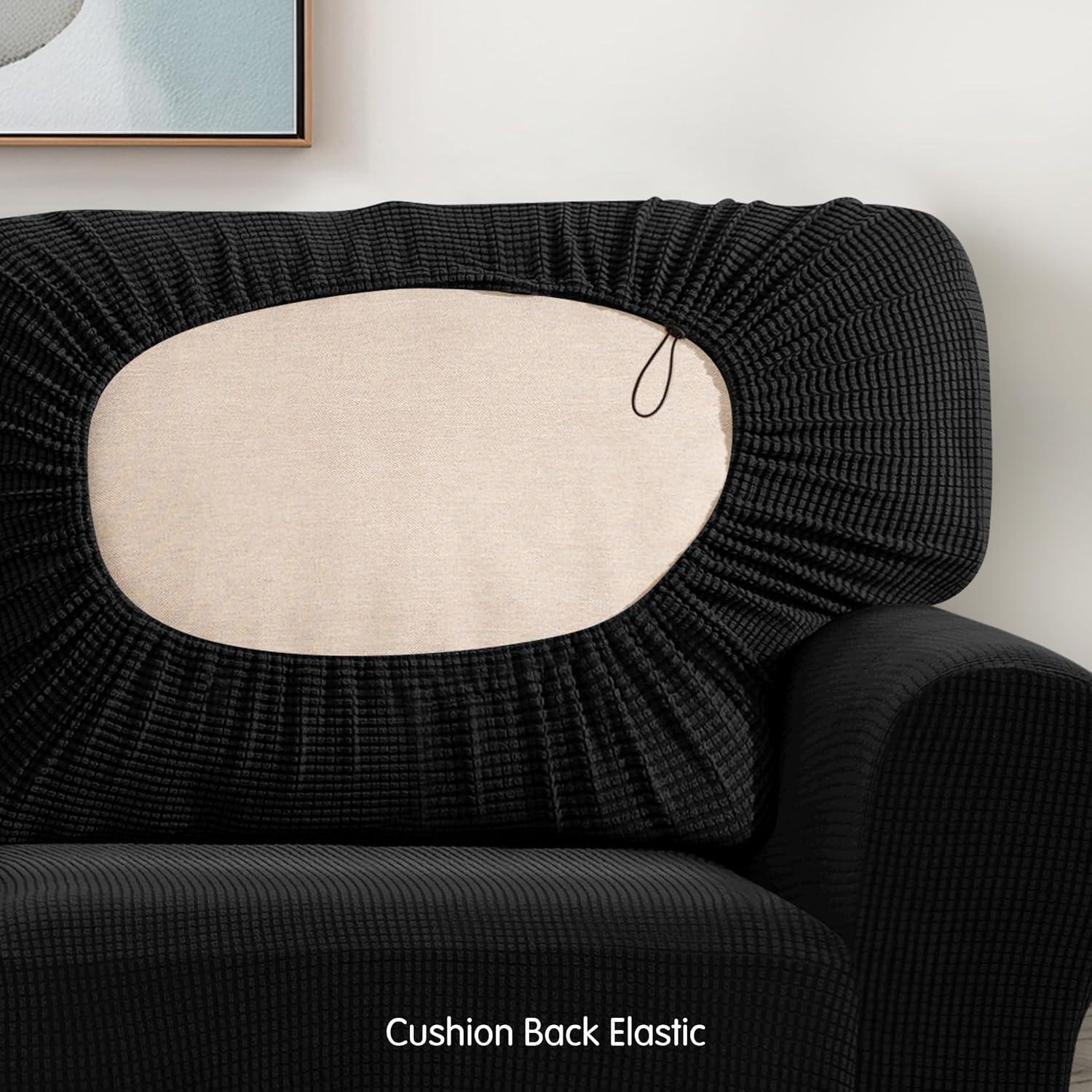 Juego de Fundas de Sofá Elásticas SUBRTEX 5 Piezas Mediano Negro