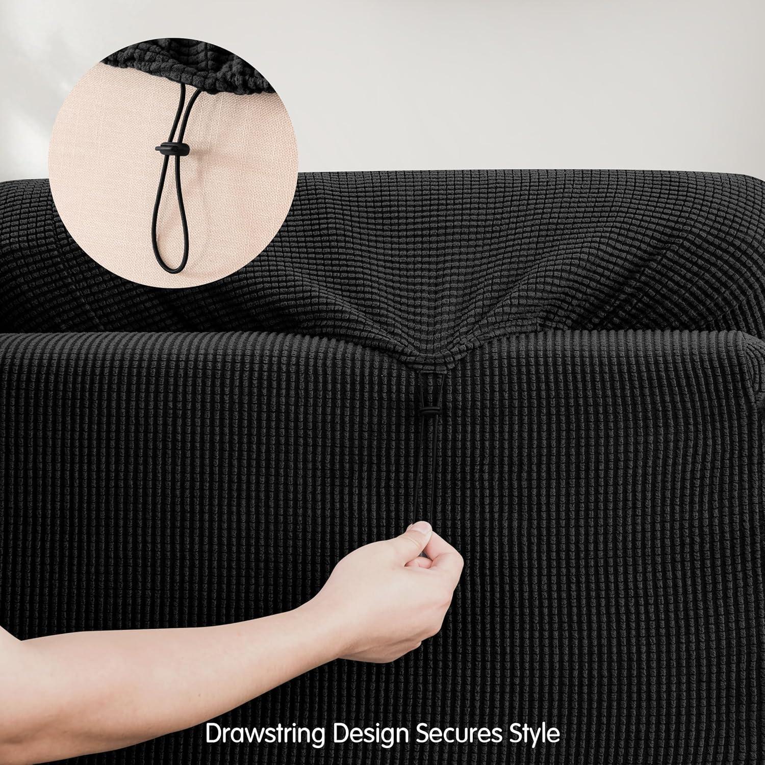 Juego de Fundas de Sofá Elásticas SUBRTEX 5 Piezas Mediano Negro