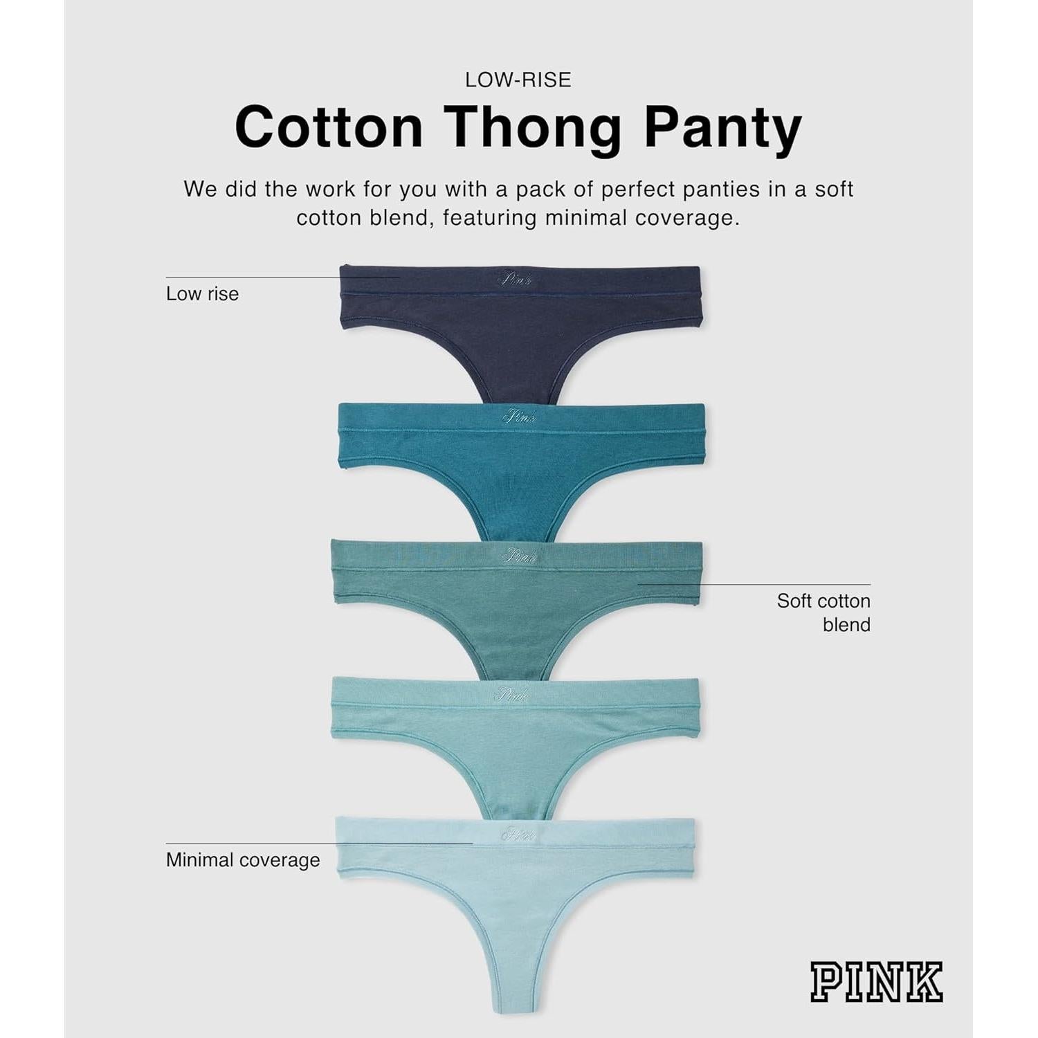 Tangas de Algodón PINK Victoria's Secret Paquete 5 Pzas