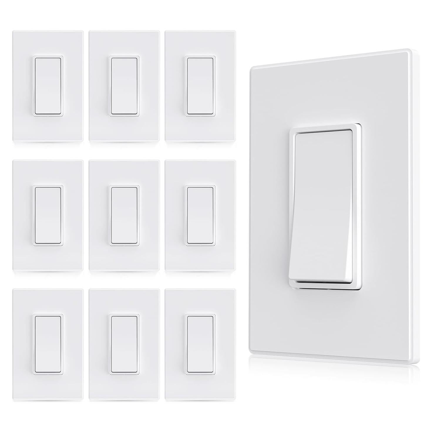 Interruptor de Luz AIDA Blanco Mate Un Solo Polo 15A Paquete 10