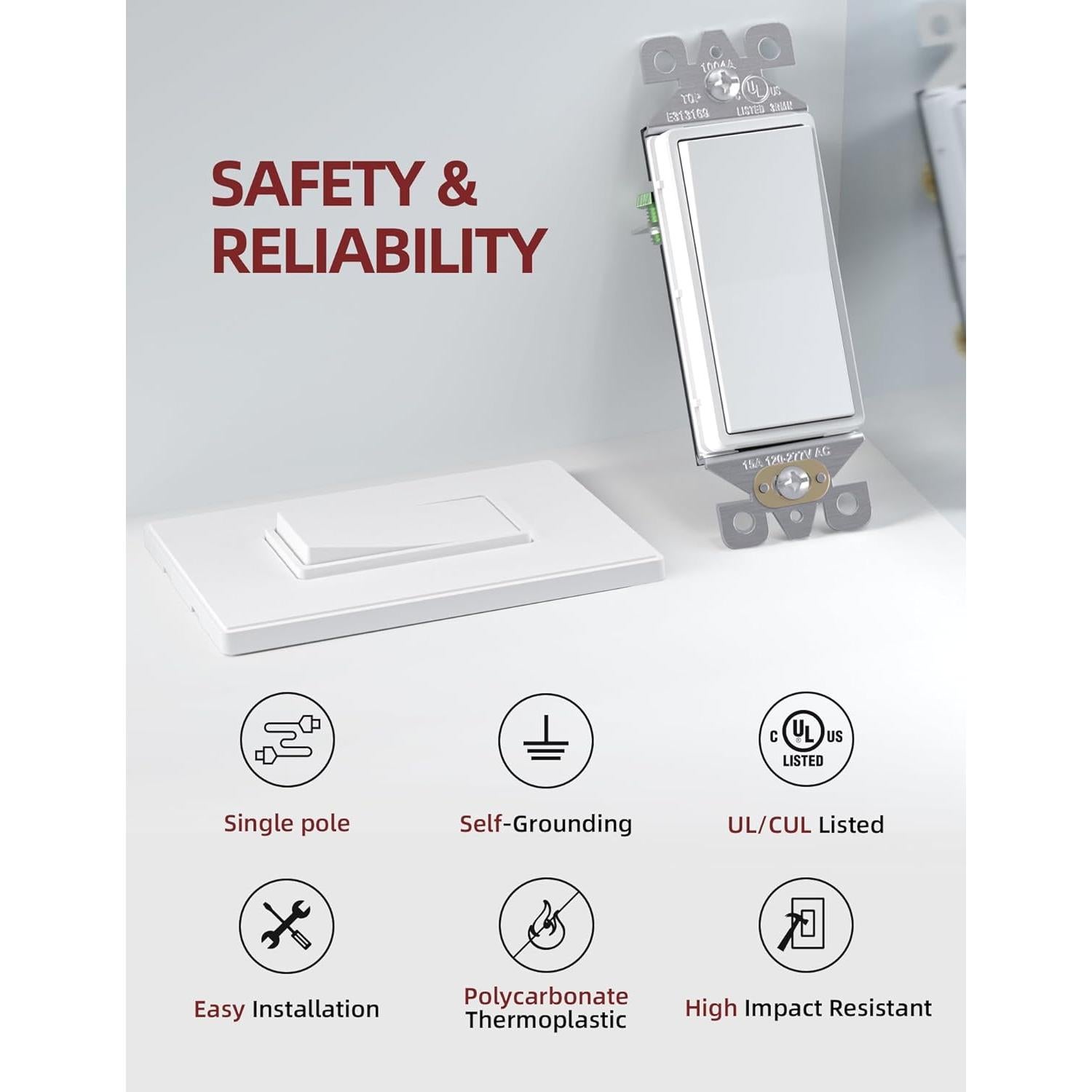 Interruptor de Luz AIDA Blanco Mate Un Solo Polo 15A Paquete 10