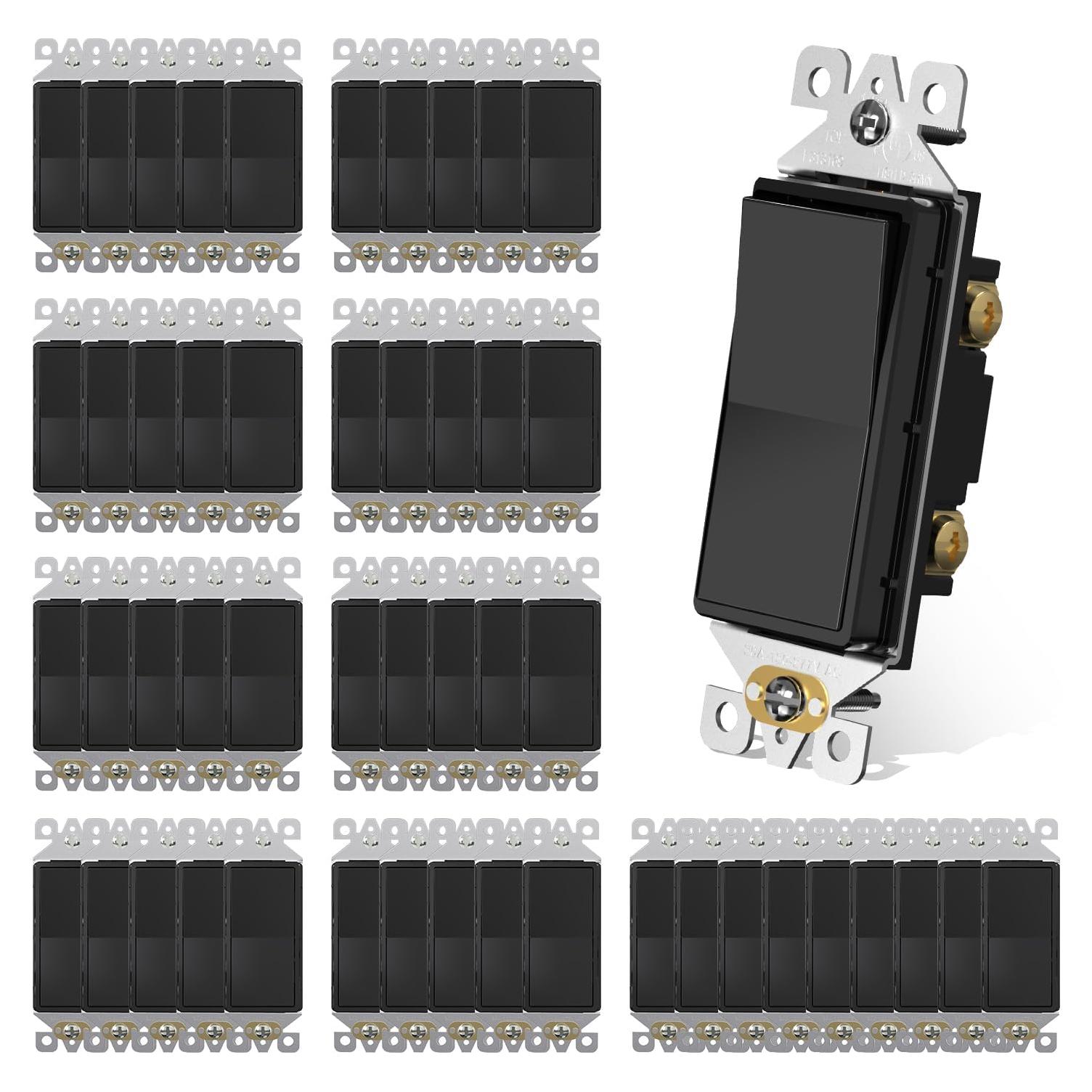 Interruptor de Luz AIDA Polo Único 15A Negro Brillante