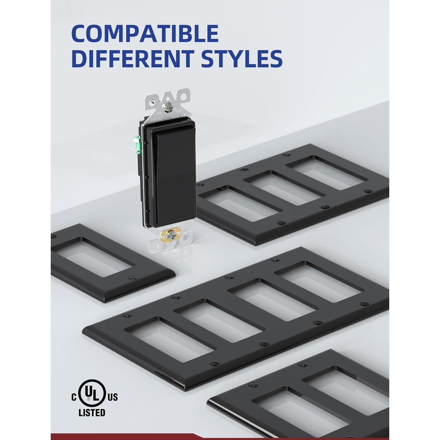 Interruptor de Luz AIDA Polo Único 15A Negro Brillante