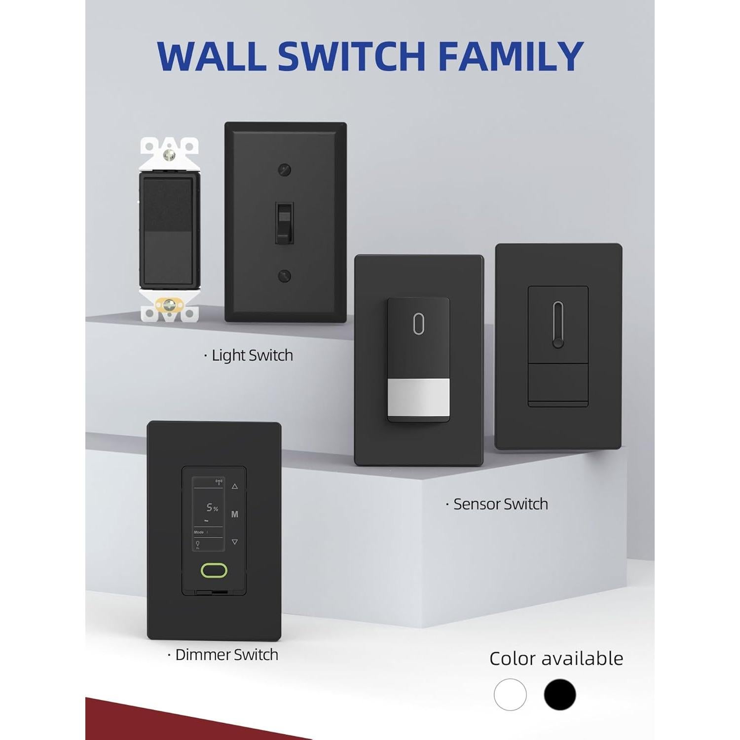 Interruptor de Luz AIDA Polo Único 15A Negro Brillante