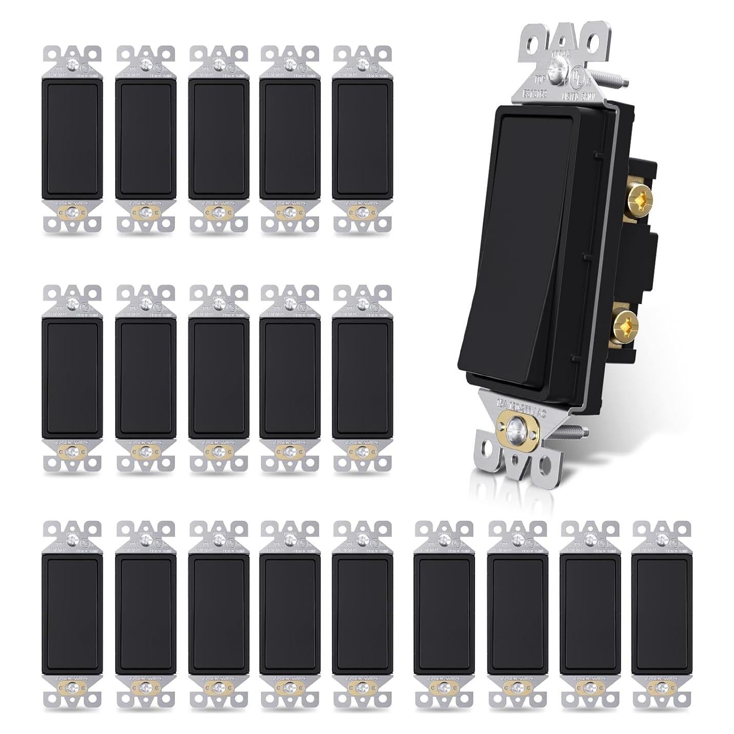 Interruptor de Pared AIDA Negro Mate Un Polo 15A 20 Unidades