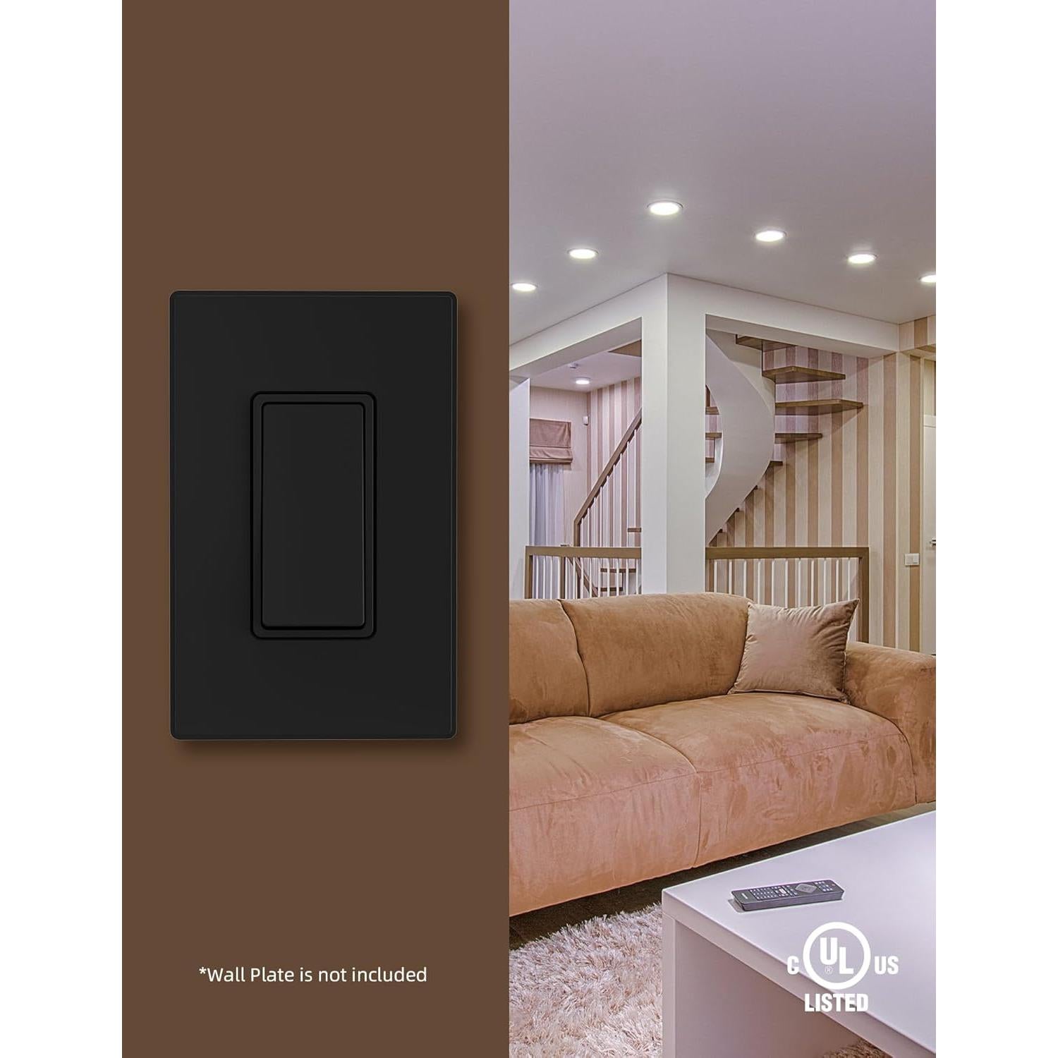 Interruptor de Pared AIDA Negro Mate Un Polo 15A 20 Unidades